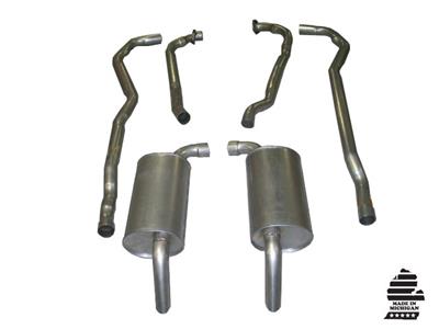 1974 C3 Corvette Exhaust System - L82 Automatic 2-25 Inch - Round Mufflers
