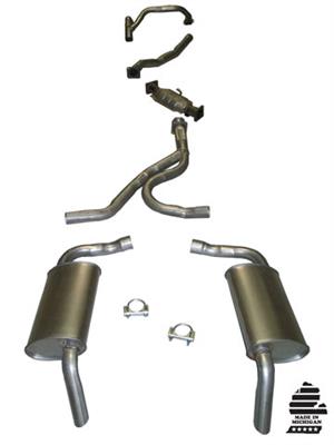 1975-1976 C3 Corvette Exhaust System - W/O AIR - Low Profile Mufflers
