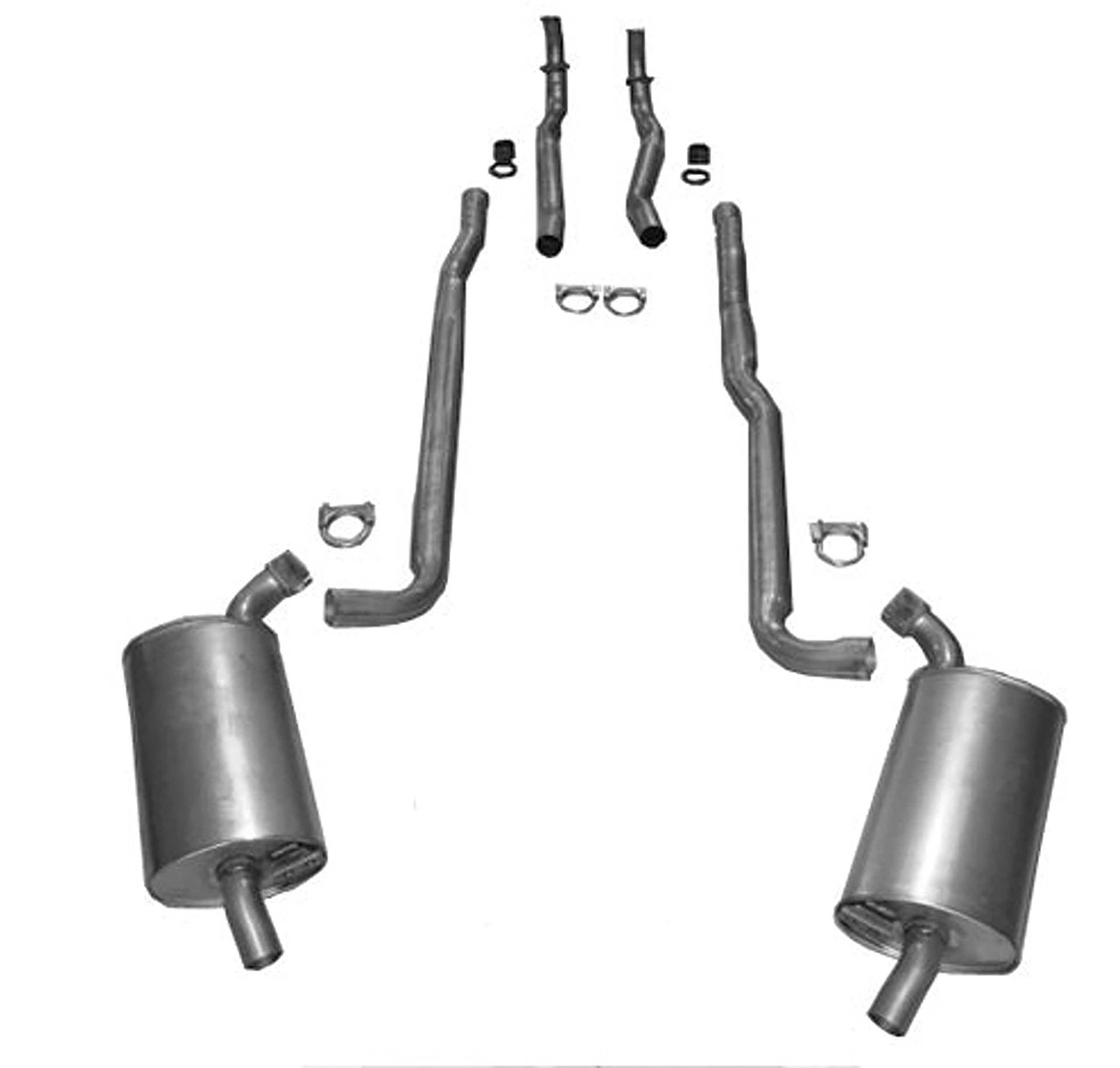 1966-1967 C2 Corvette Exhaust System - 2 To 25 Inch 327 Manual W/Separate Pipe & Muffler