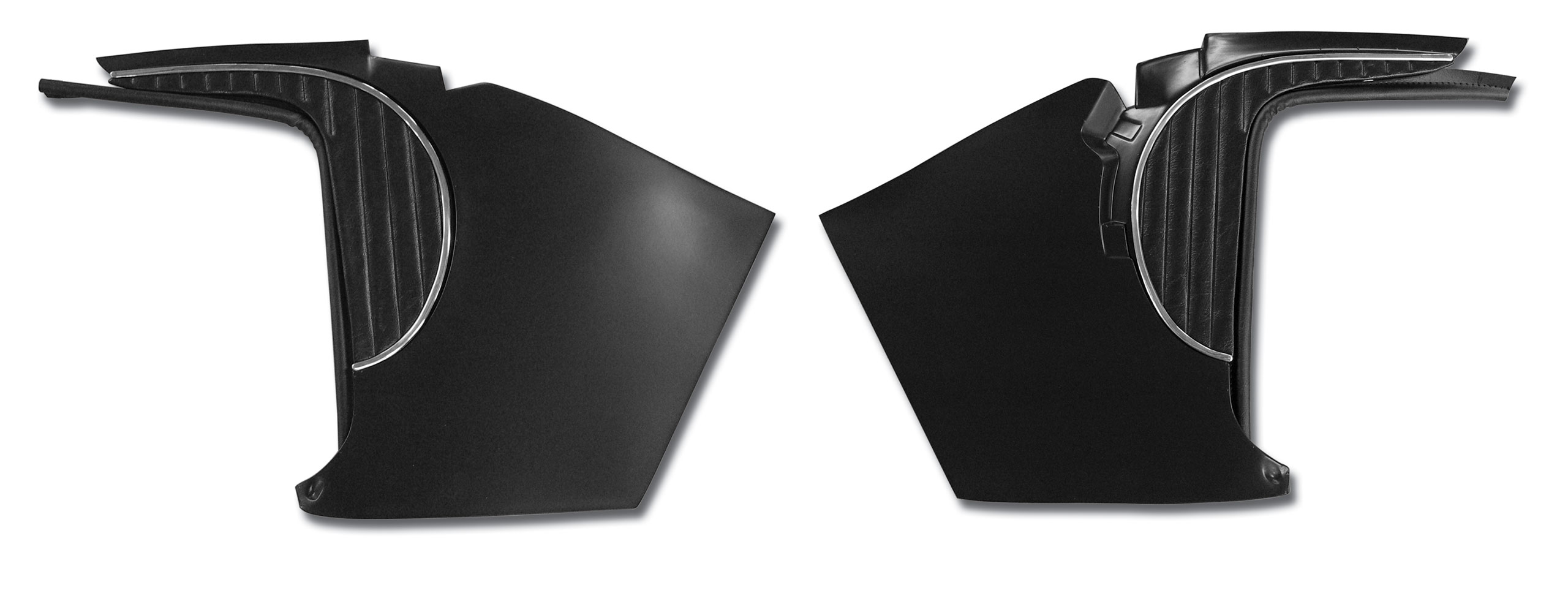 1962 C1 Corvette Deluxe Kick Panels W/Metal Insert & Trim - Black