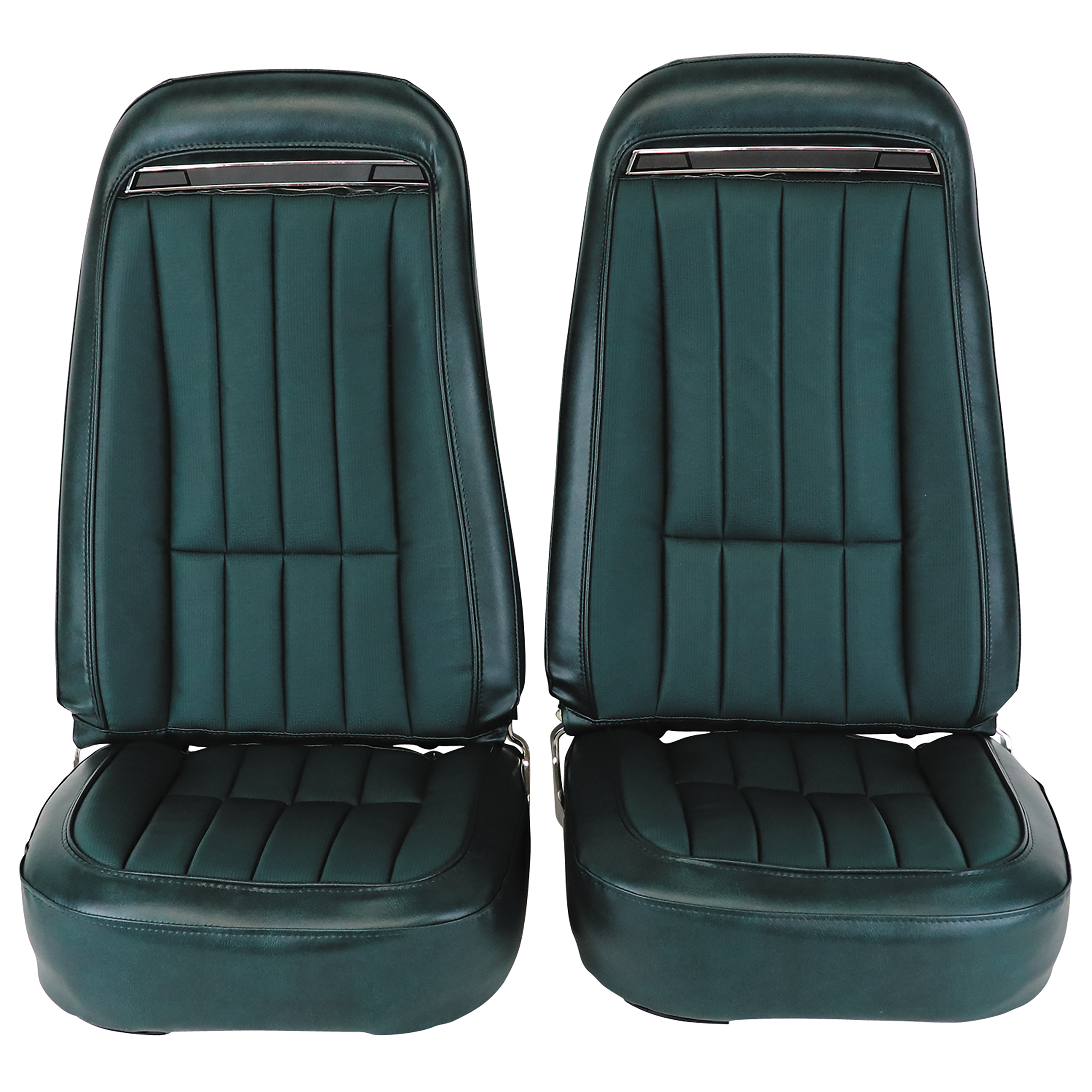 1971 C3 Corvette Mounted Seats Green Vinyl Without Shoulder Harness