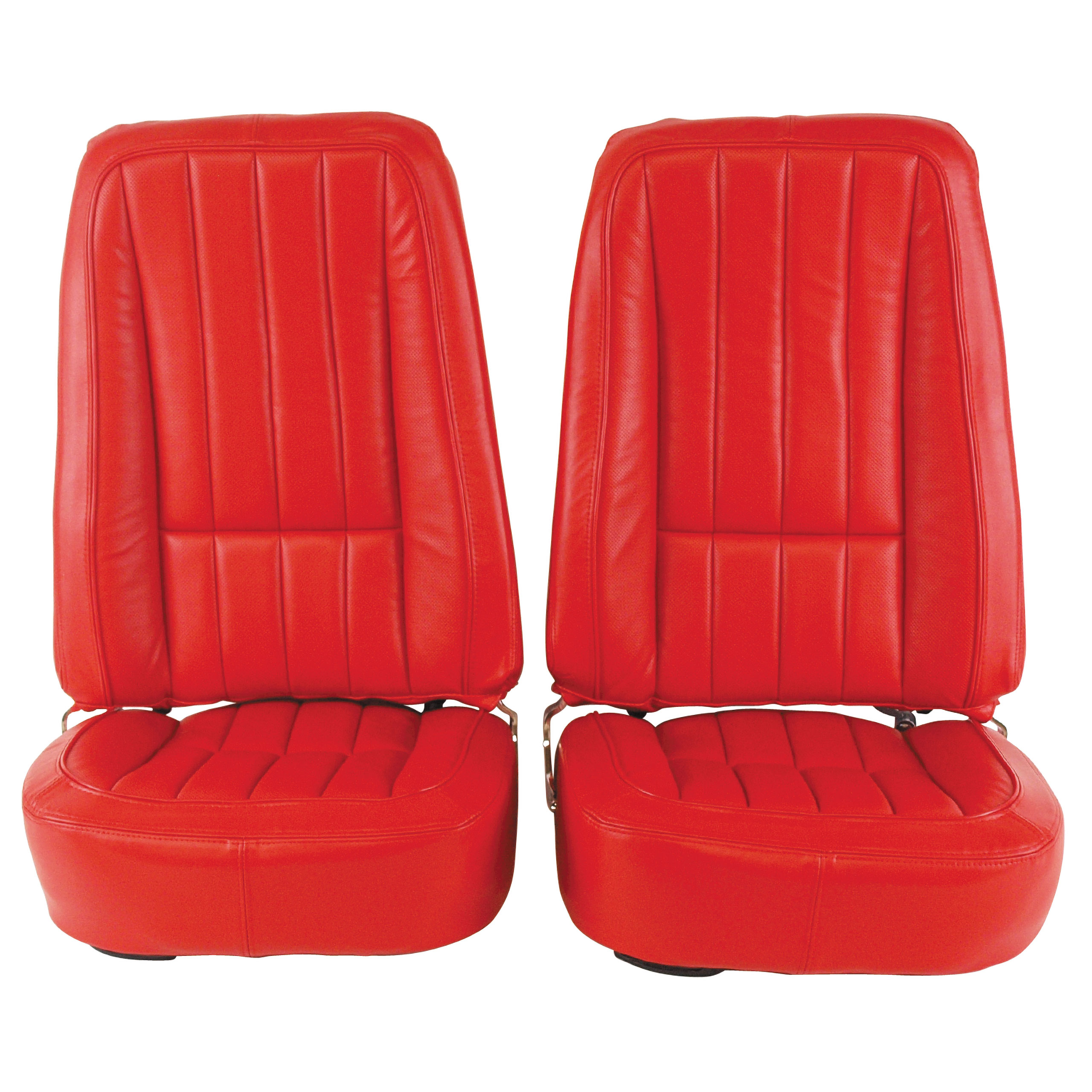 1968 C3 Corvette Mounted Seats Red 100% Leather Second Design Without Headrest Bracket
