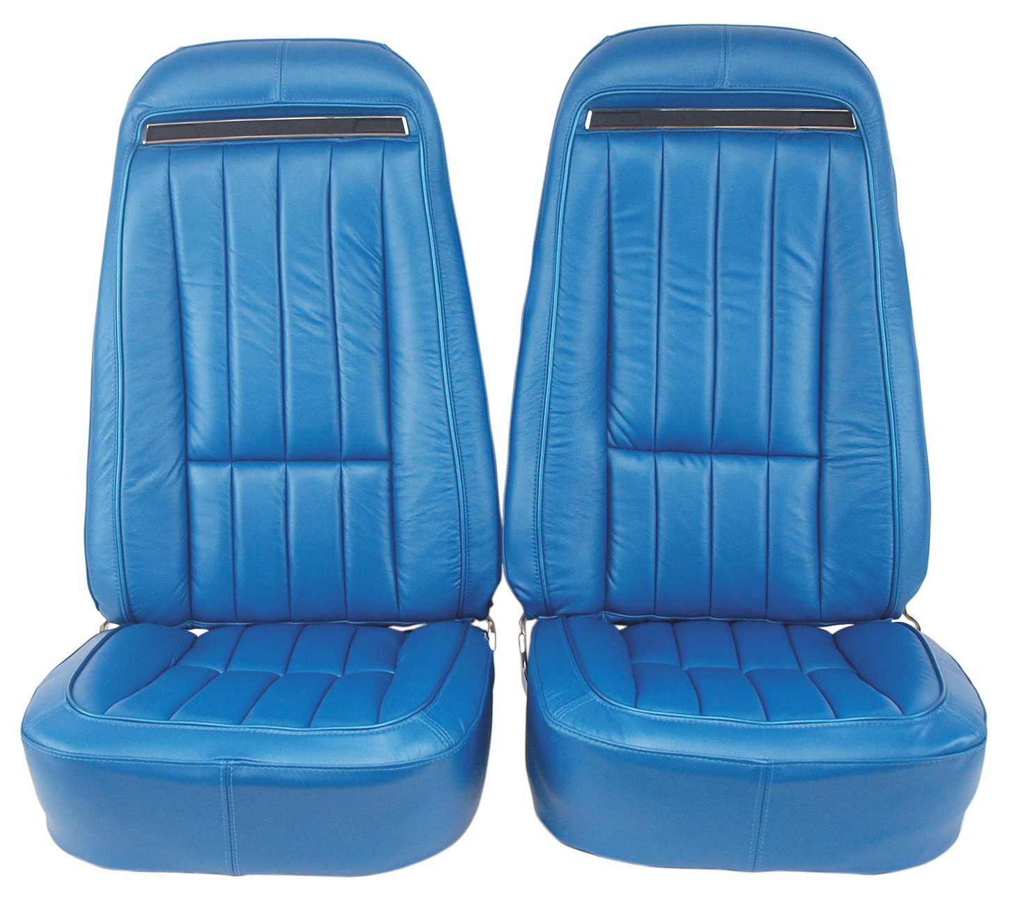 1970 C3 Corvette Mounted Seats Bright Blue 100% Leather Without Shoulder Harness