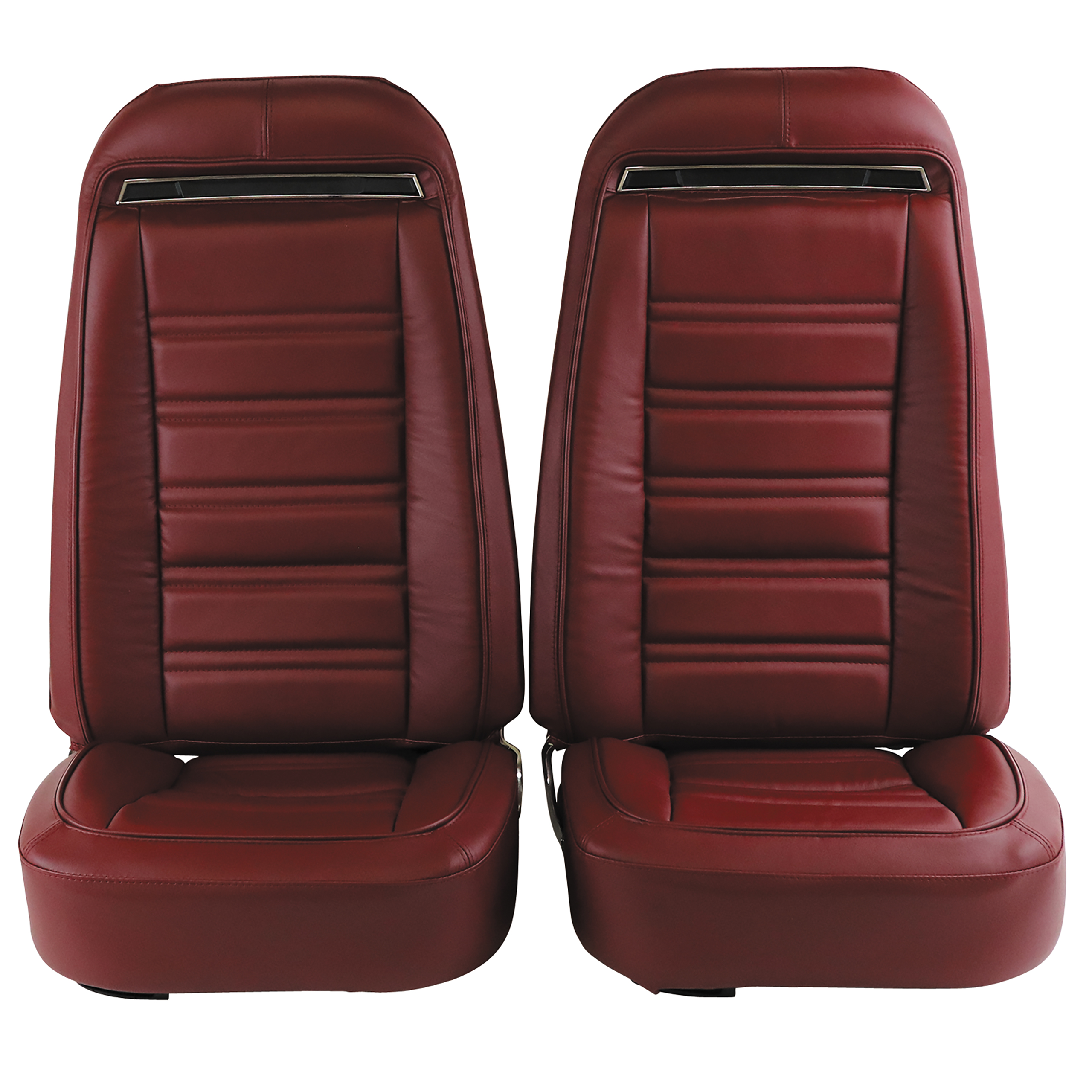 1973-1974 C3 Corvette Mounted Seats Oxblood Leather Vinyl Without Shoulder Harness