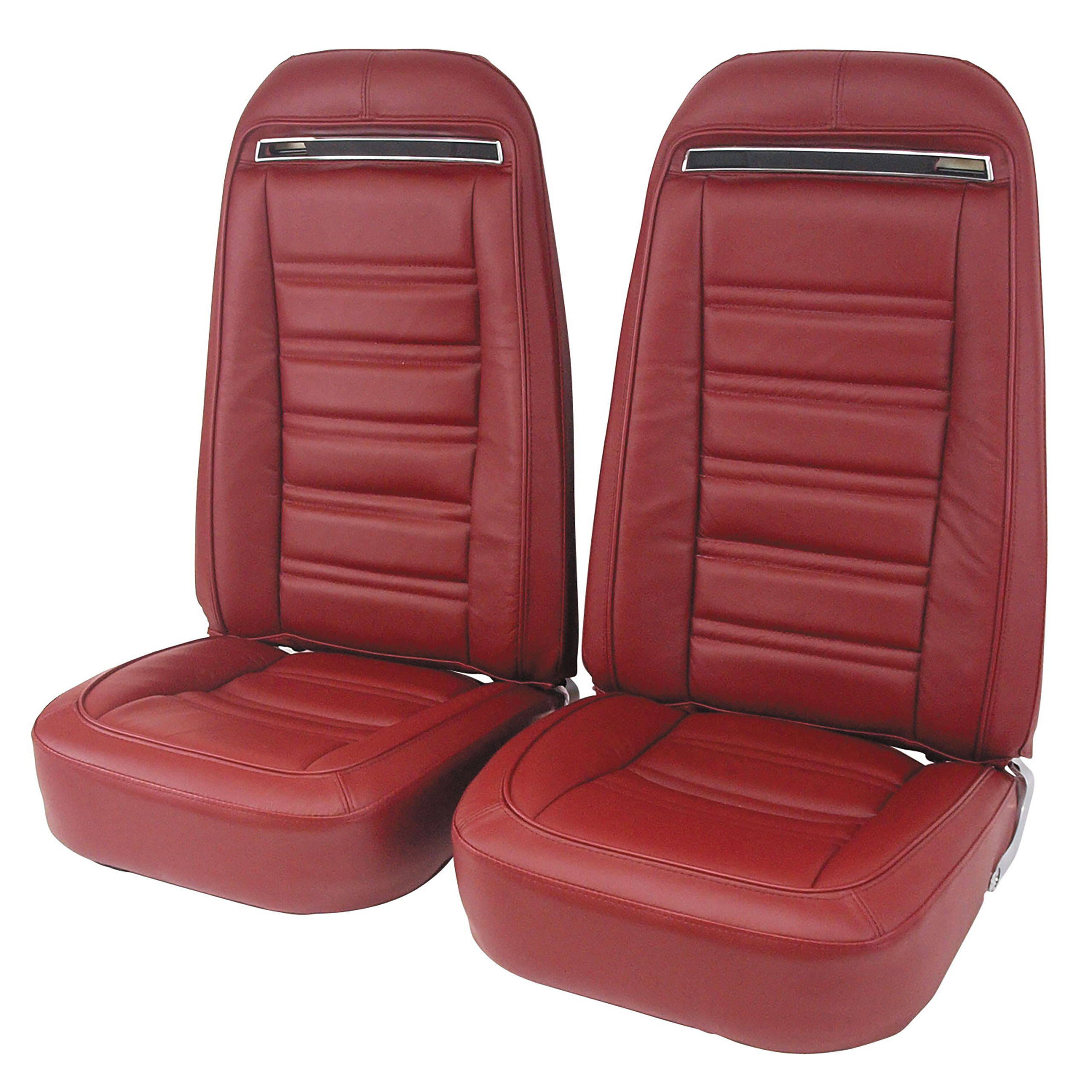1975 C3 Corvette Mounted Seats Oxblood Leather Vinyl Without Shoulder Harness