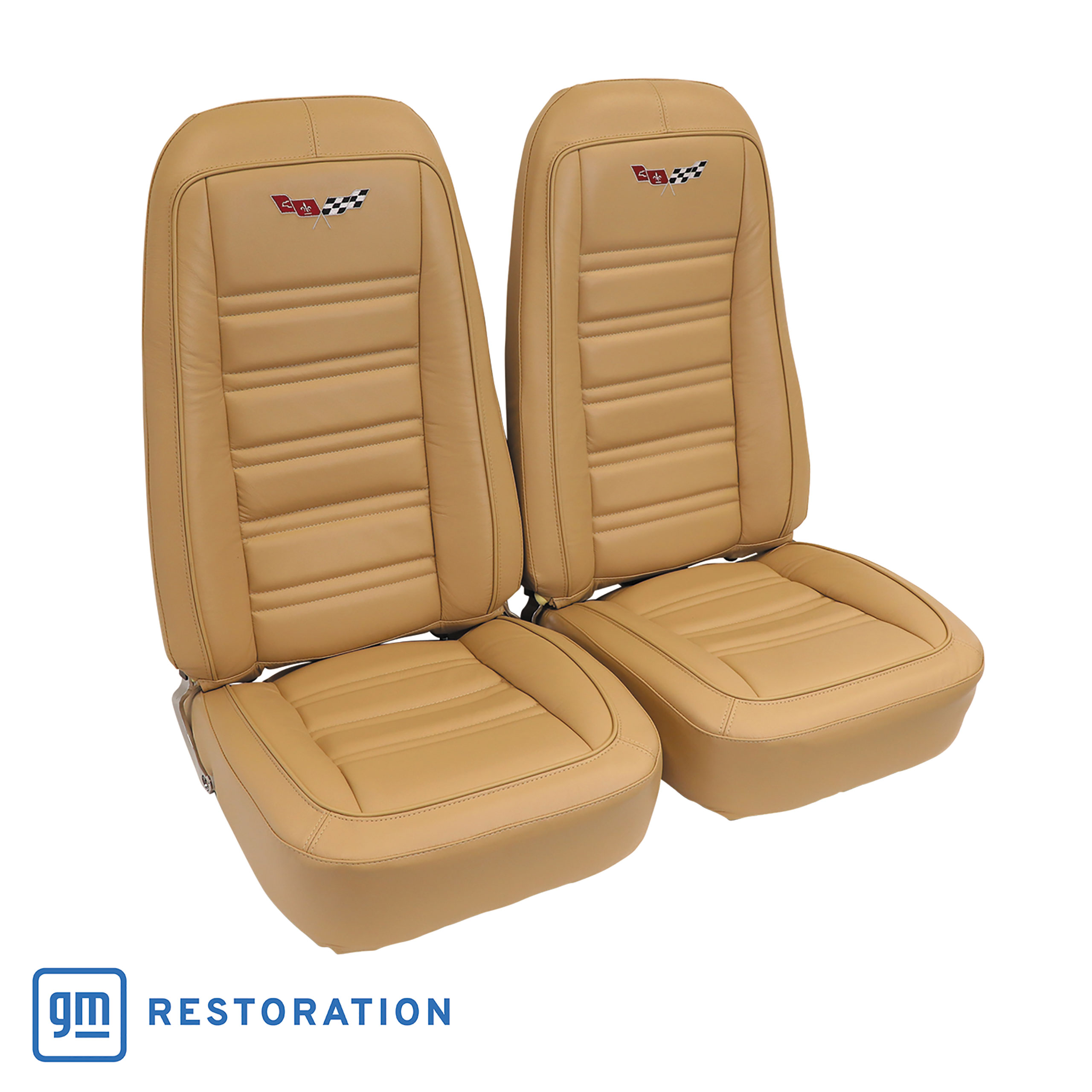 1978 C3 Corvette Embroidered 100% Leather Seat Covers - Doeskin