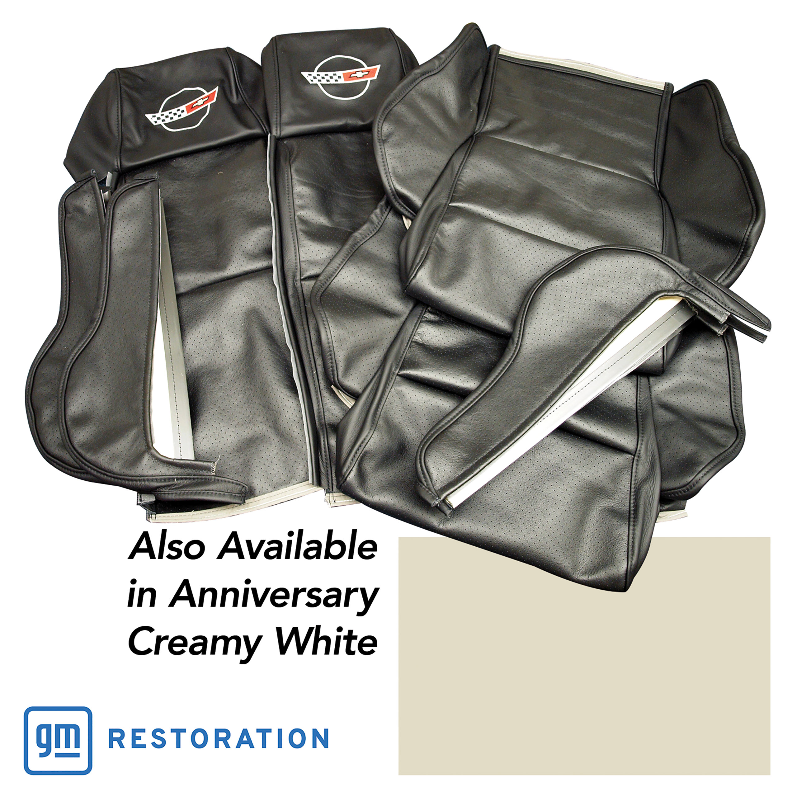 1988 C4 Corvette OE Style Embroidered Sport Leather Seat Covers - 35th Anniversary
