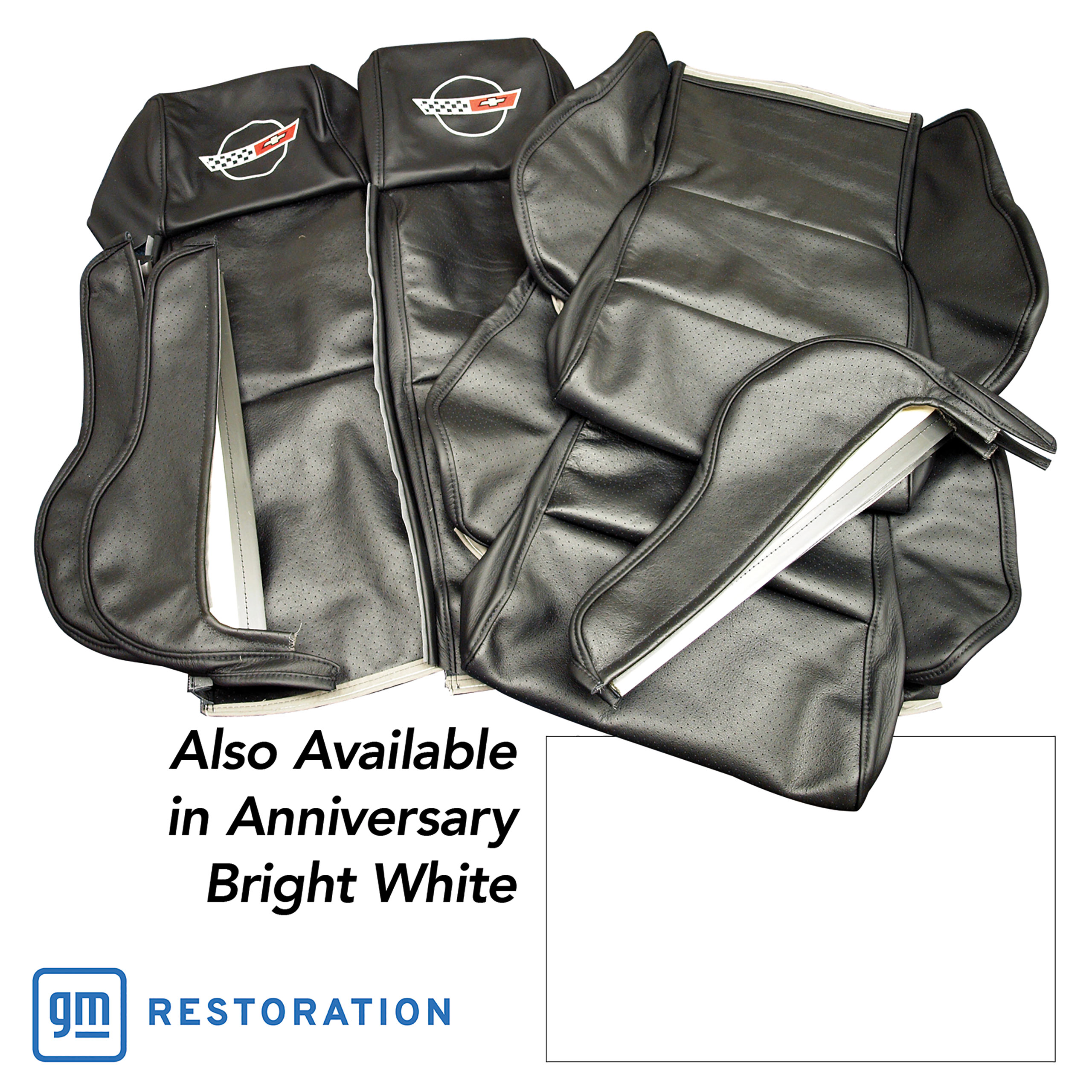 1988 C4 Corvette OE Style Embroidered Sport Leather Seat Covers - 35th Anniversary