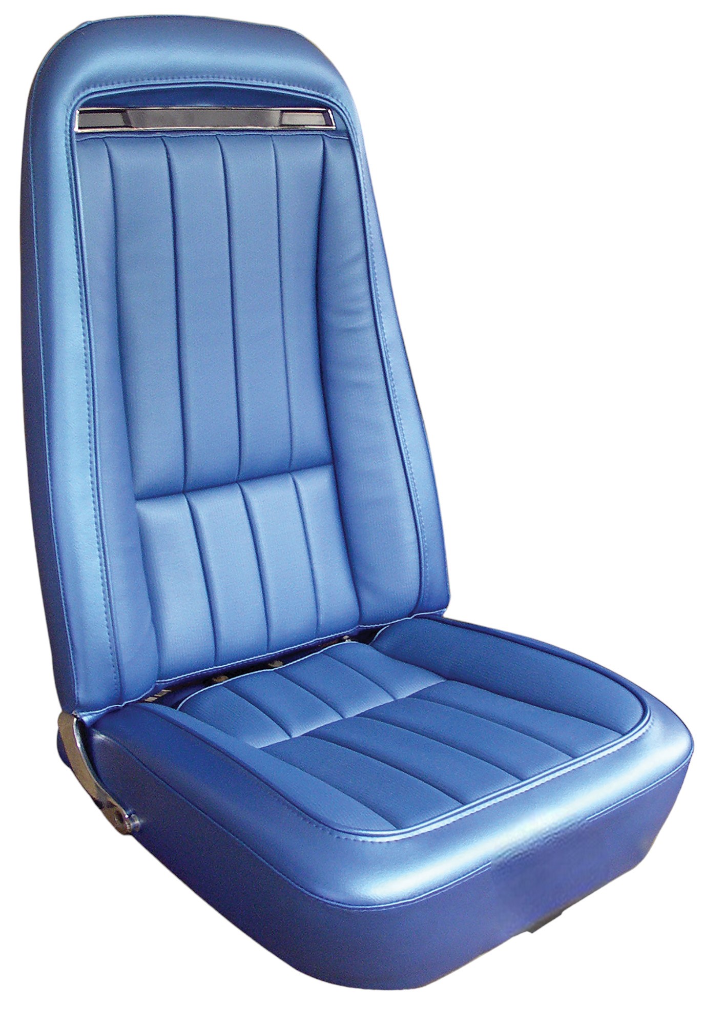 1970 C3 Corvette Mounted Seats Bright Blue "Leather-Like" Vinyl With Shoulder Harness