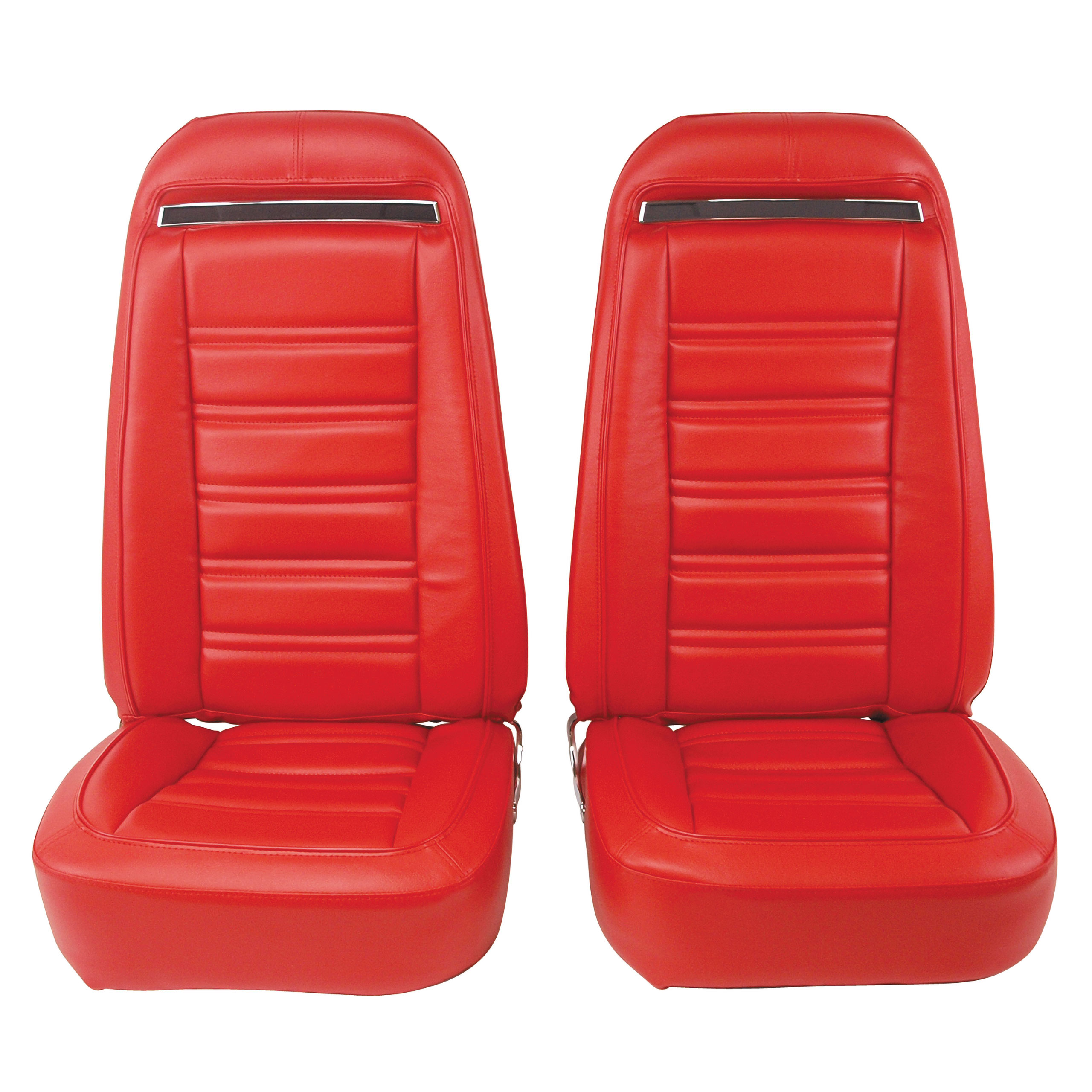 1972 C3 Corvette Mounted Seats Red "Leather-Like" Vinyl Without Shoulder Harness