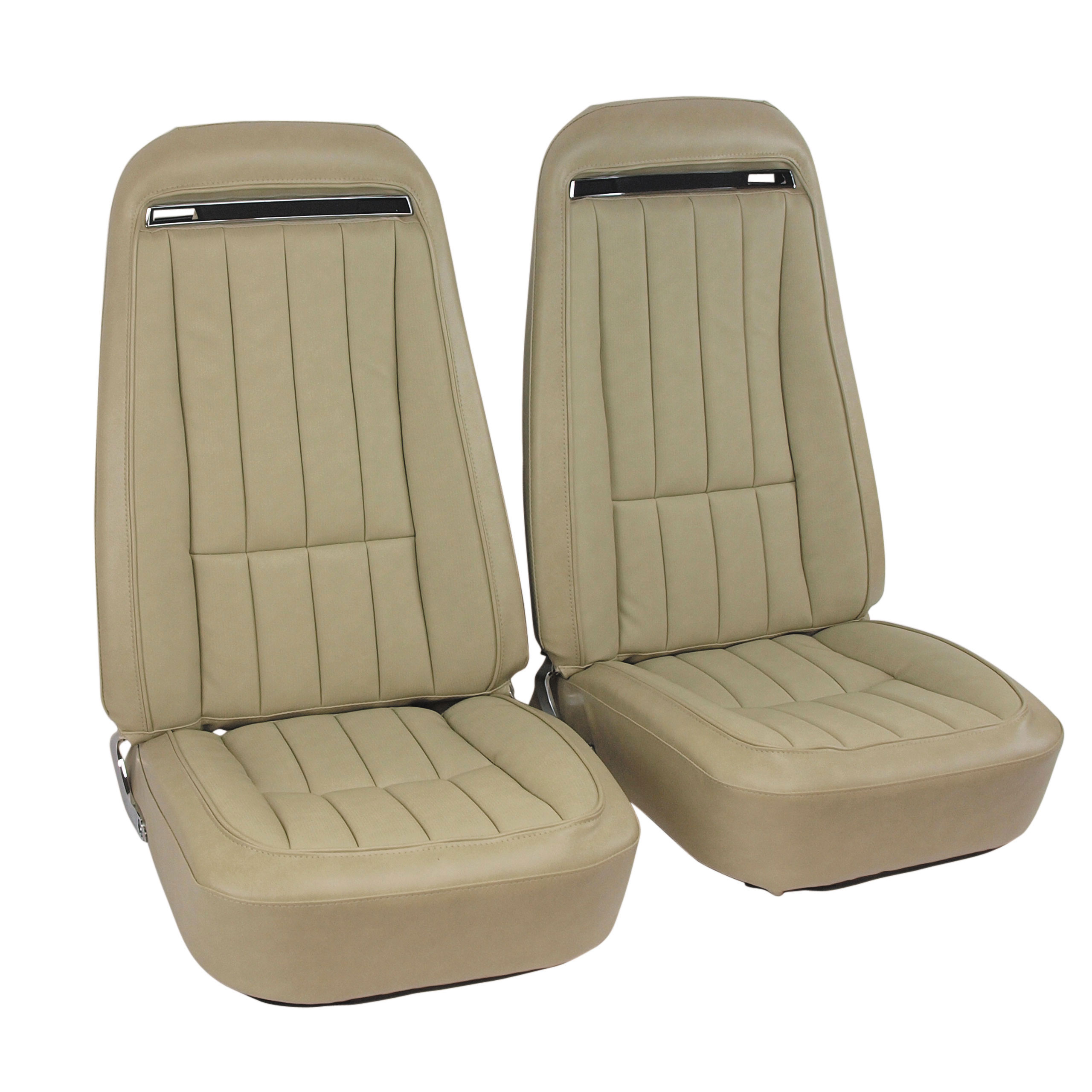 1975 C3 Corvette Mounted Seats Neutral "Leather-Like" Vinyl With Shoulder Harness