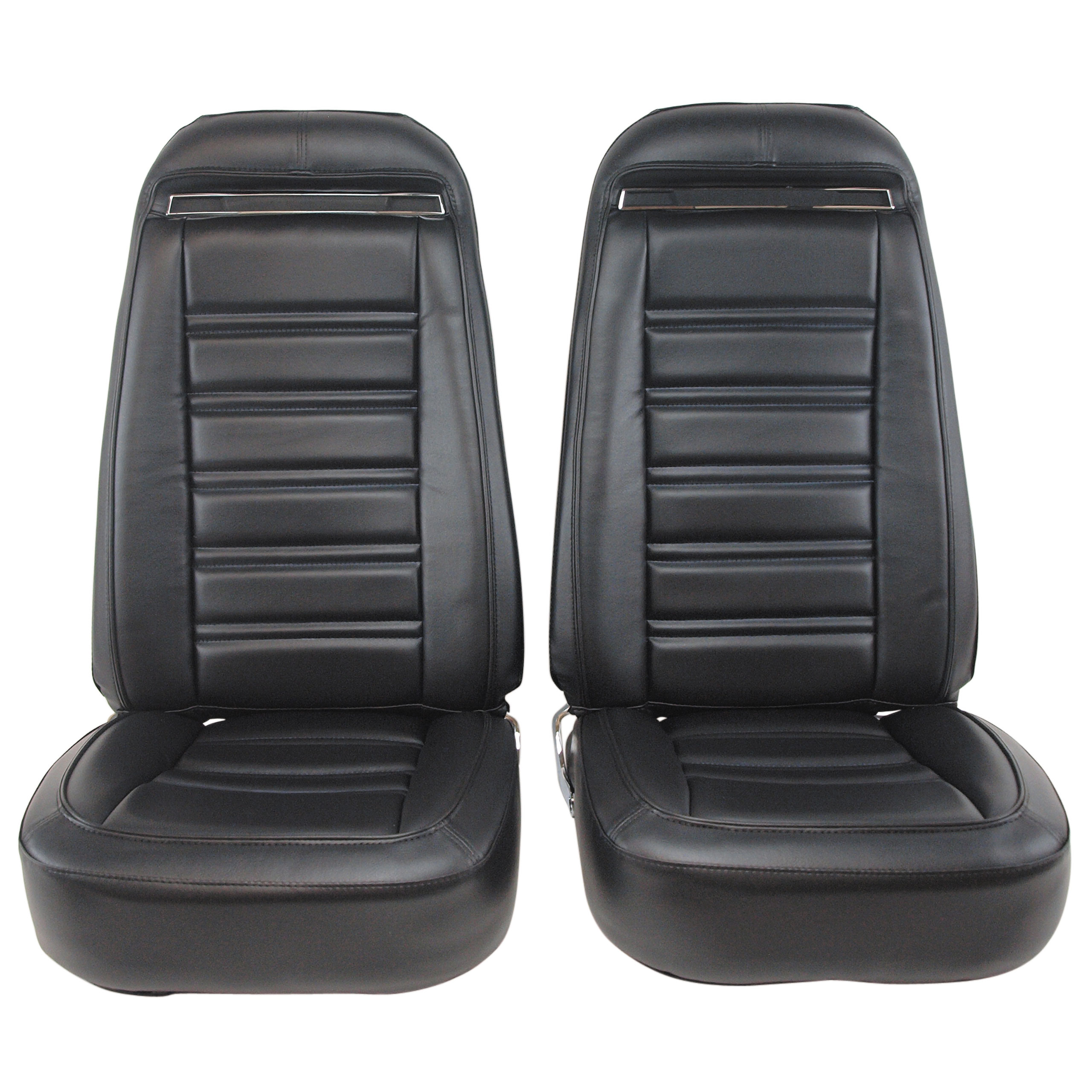 1975 C3 Corvette Mounted Seats Black "Leather-Like" Vinyl Without Shoulder Harness