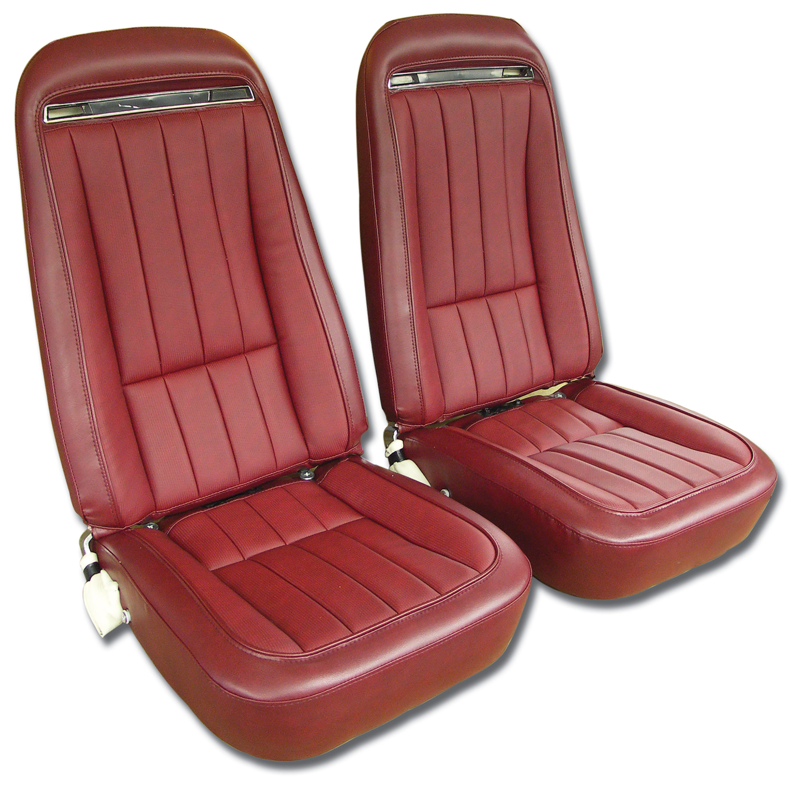 1975 C3 Corvette Mounted Seats Oxblood "Leather-Like" Vinyl With Shoulder Harness