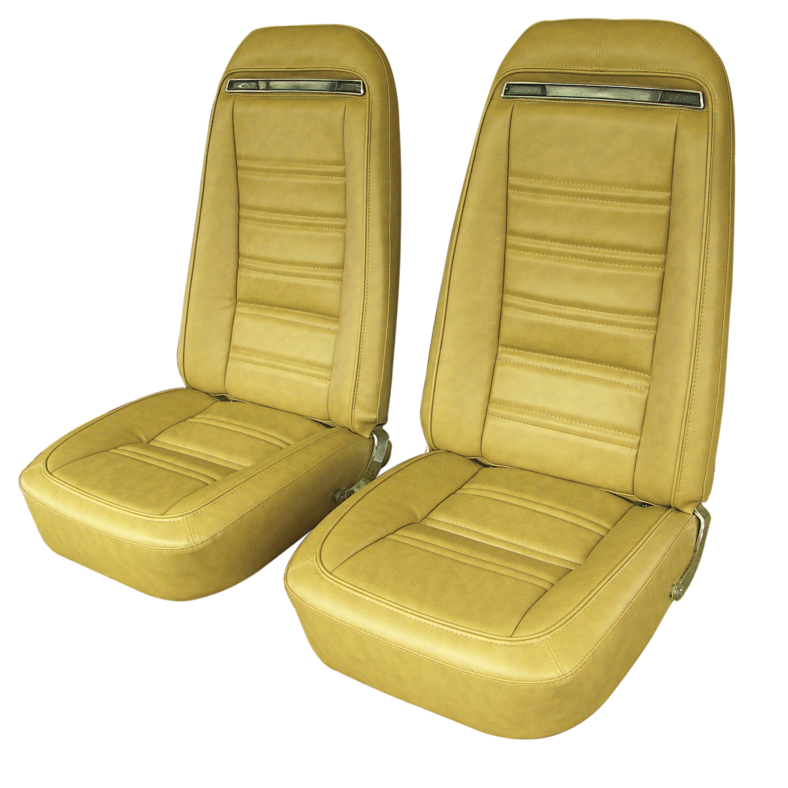 1975 C3 Corvette Mounted Seats Medium Saddle "Leather-Like" Vinyl Without Shoulder Harness