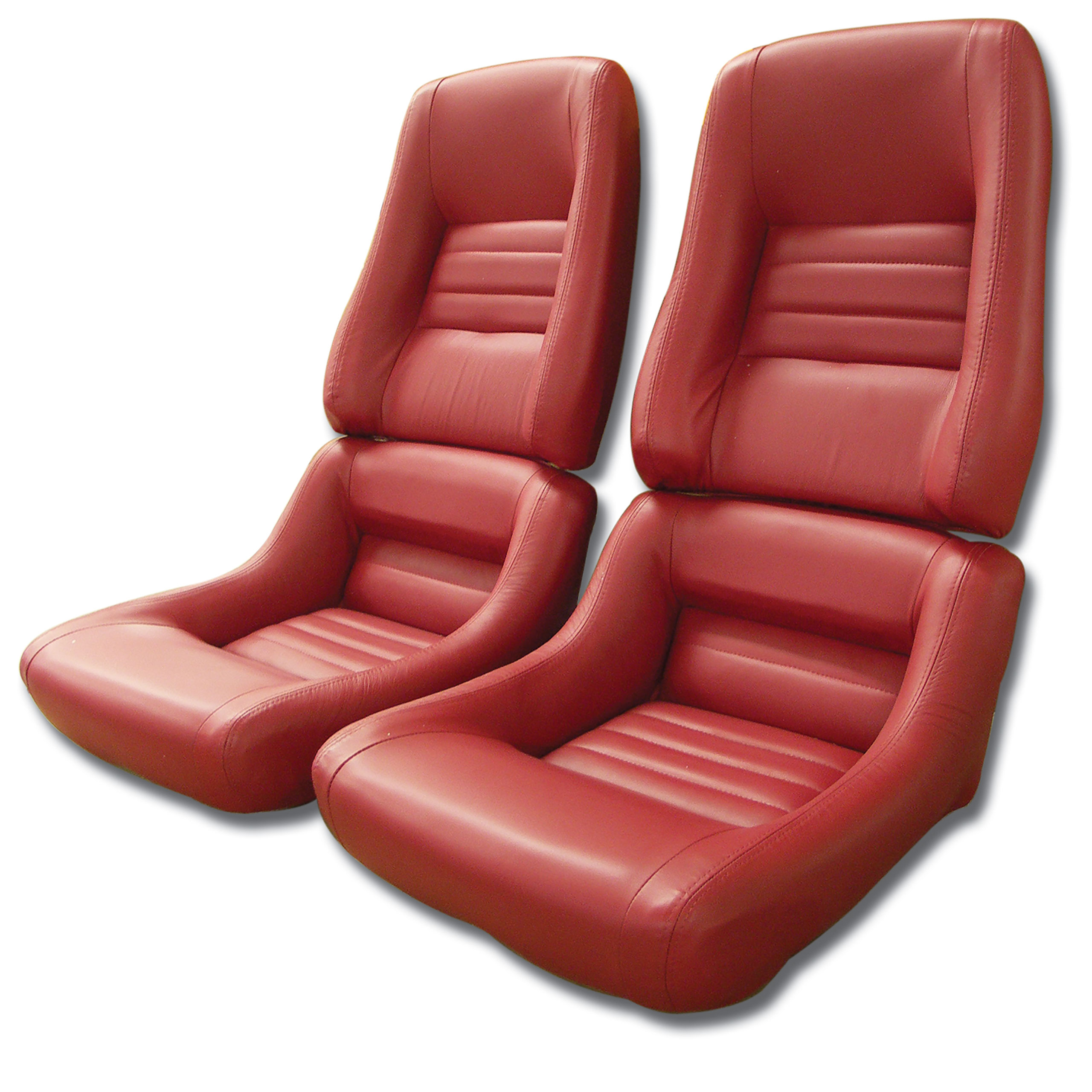 1979-1981 C3 Corvette Mounted Leather Seat Covers Red 100%-Leather 4" Bolster