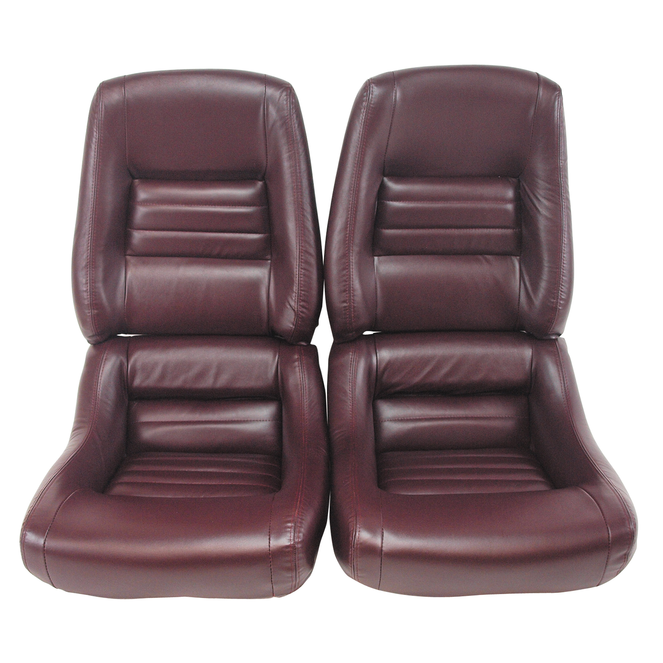 1980 C3 Corvette Mounted Leather Seat Covers Claret 100%-Leather 4" Bolster