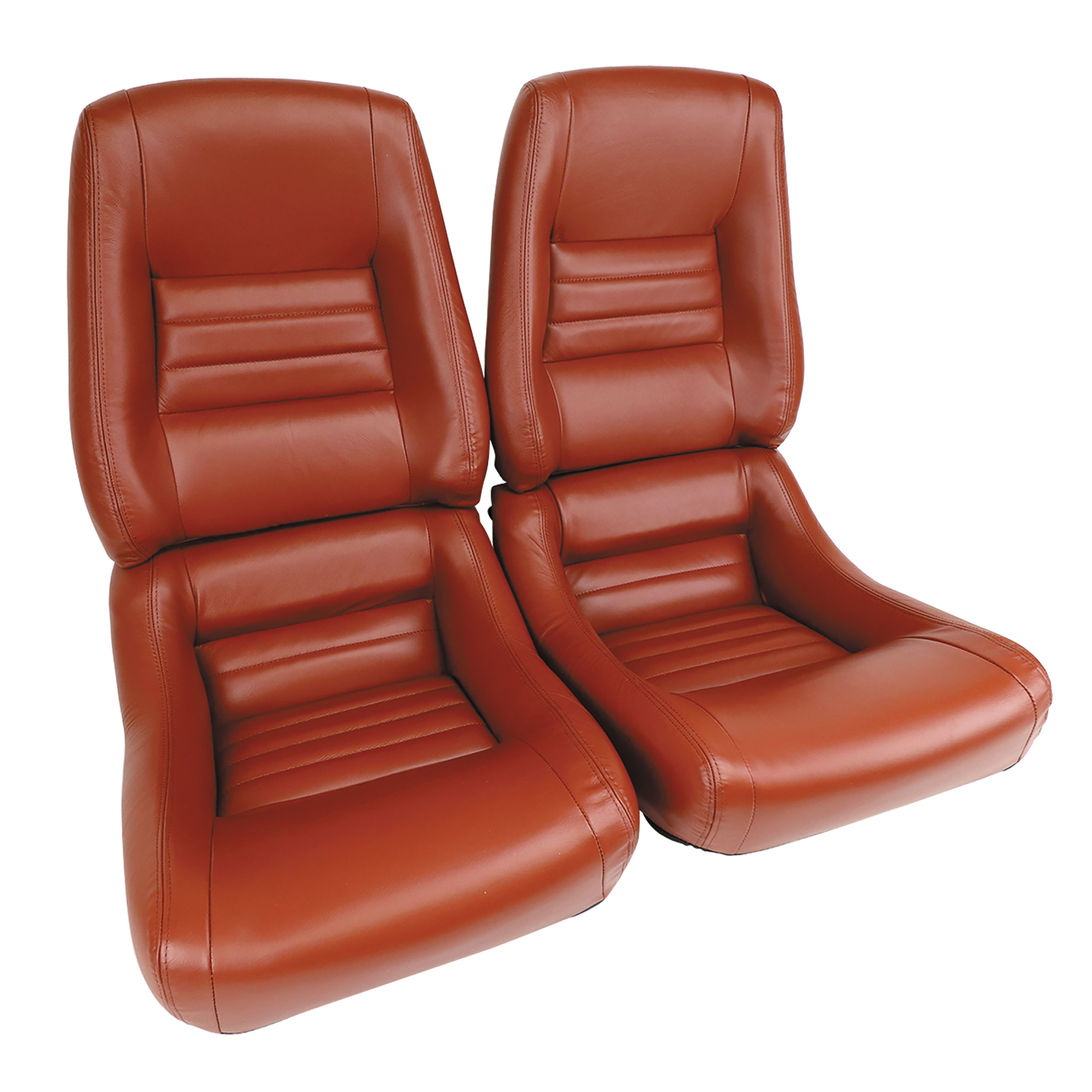 1981 C3 Corvette Mounted Leather Seat Covers Cinnabar 100%-Leather 4" Bolster