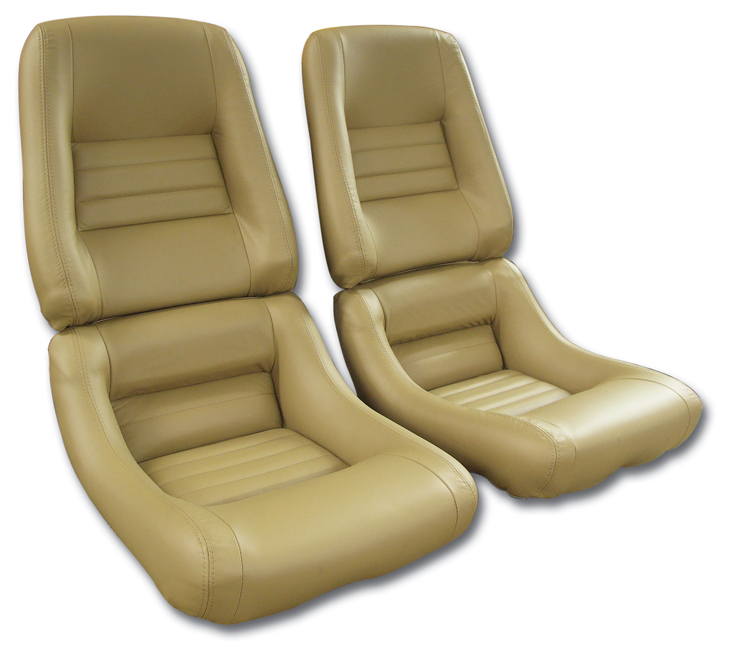 1981-1982 C3 Corvette Mounted Leather Seat Covers Camel 100%-Leather 4" Bolster