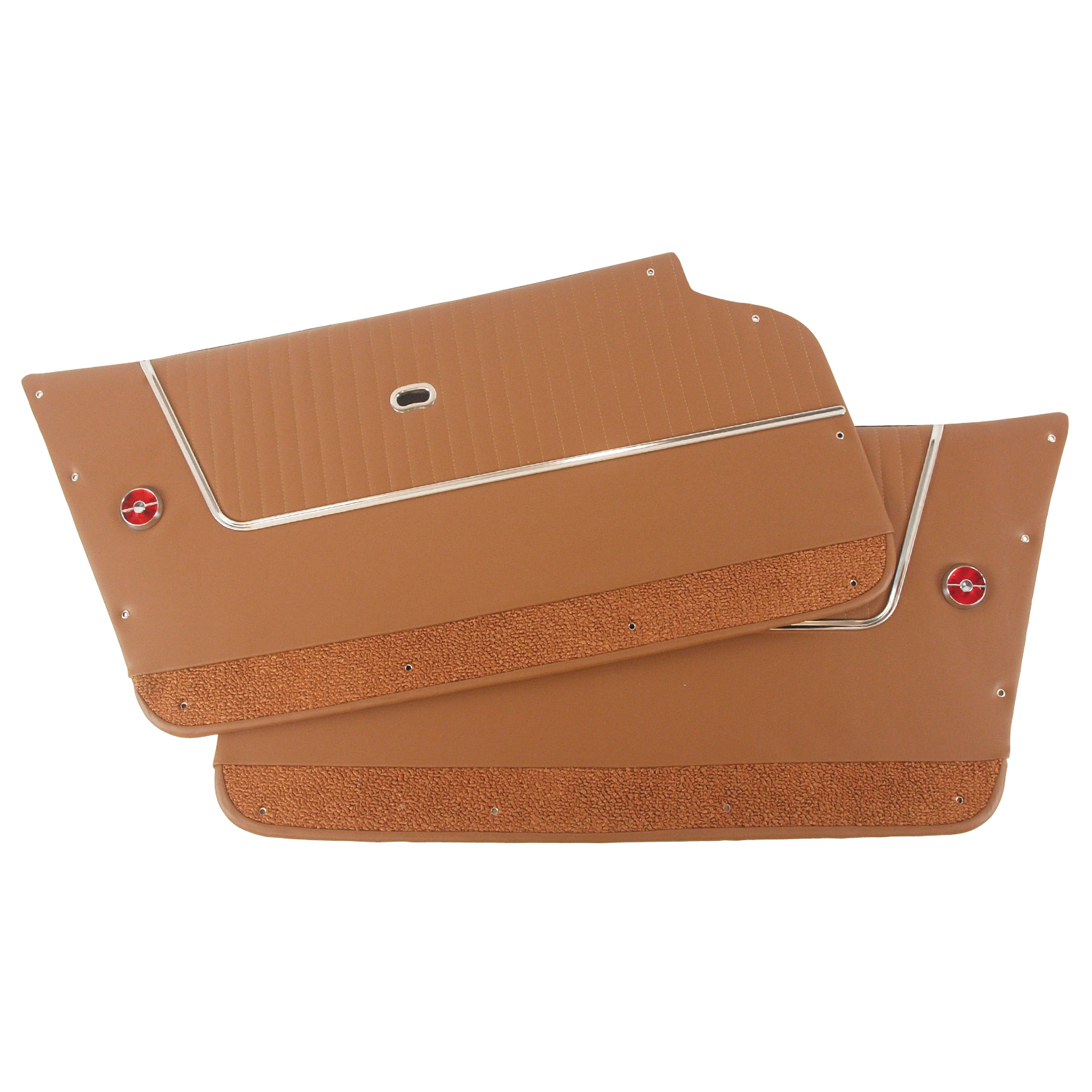 1963-1964 C2 Corvette Door Panels Leather Saddle - Convertible - W/Trim