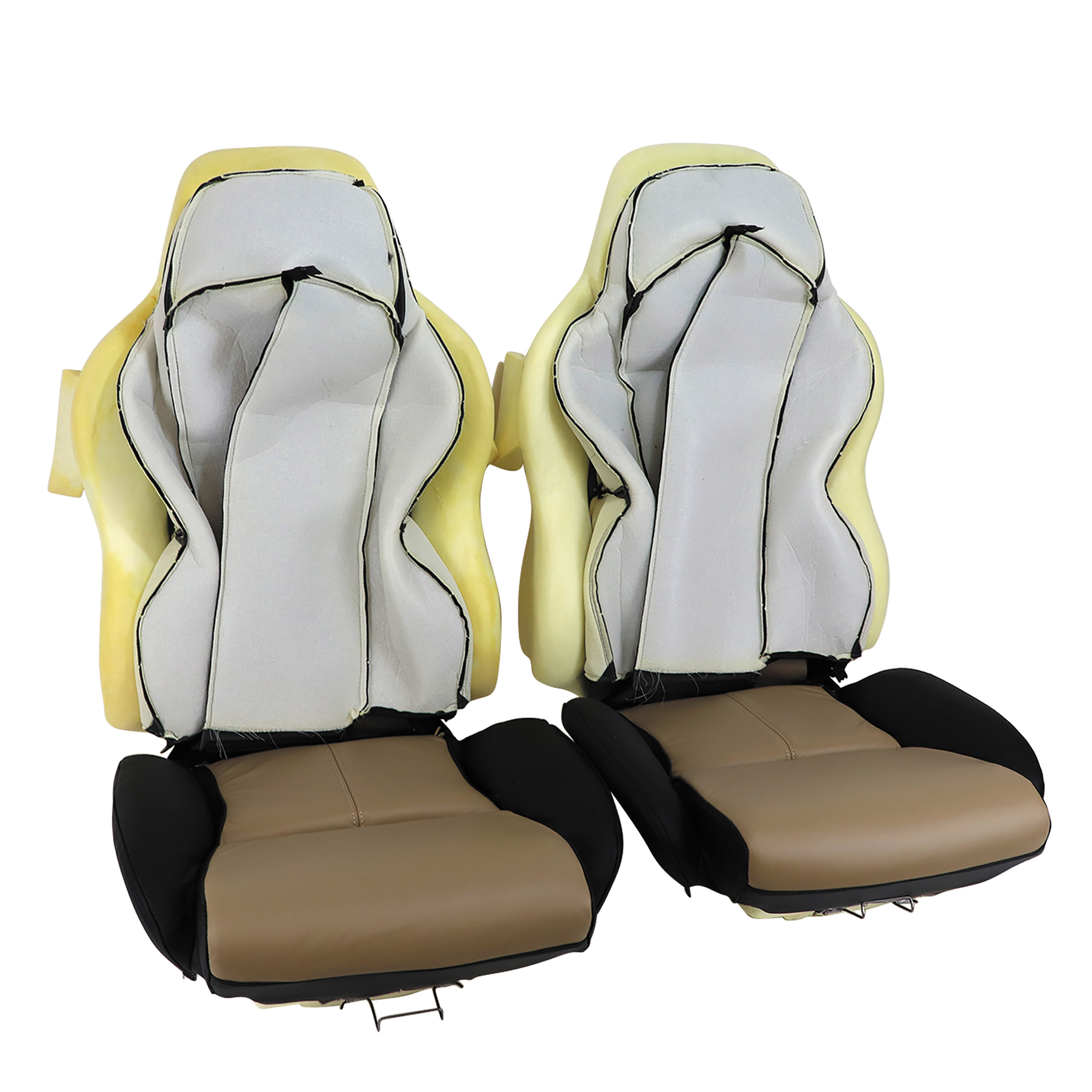 1994-1996 C4 Corvette Mounted 100% Leather Standard Seat Covers - Black /Beige 2-Tone