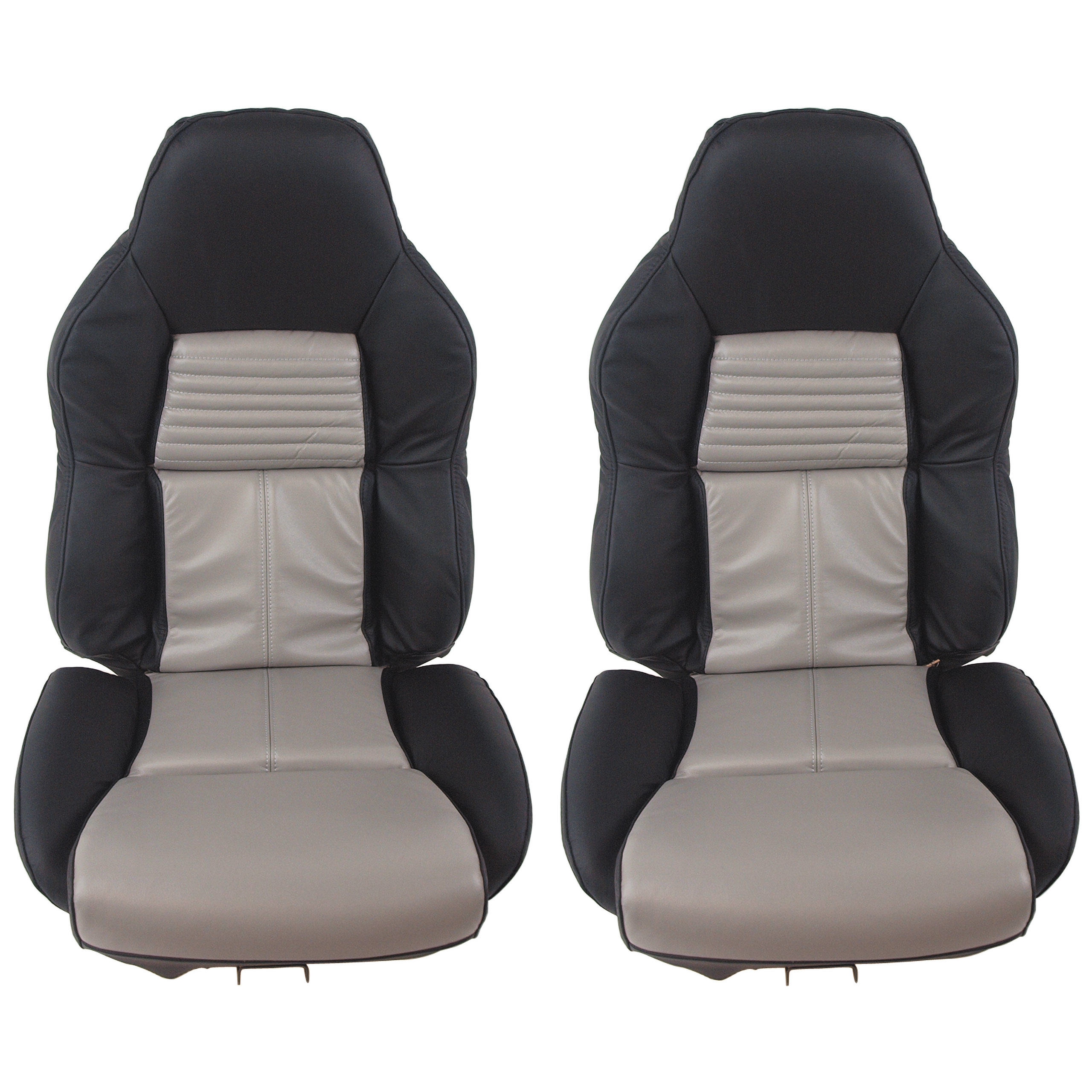 1994-1996 C4 Corvette Mounted 100% Leather Standard Seat Covers - Black /Gray 2-Tone