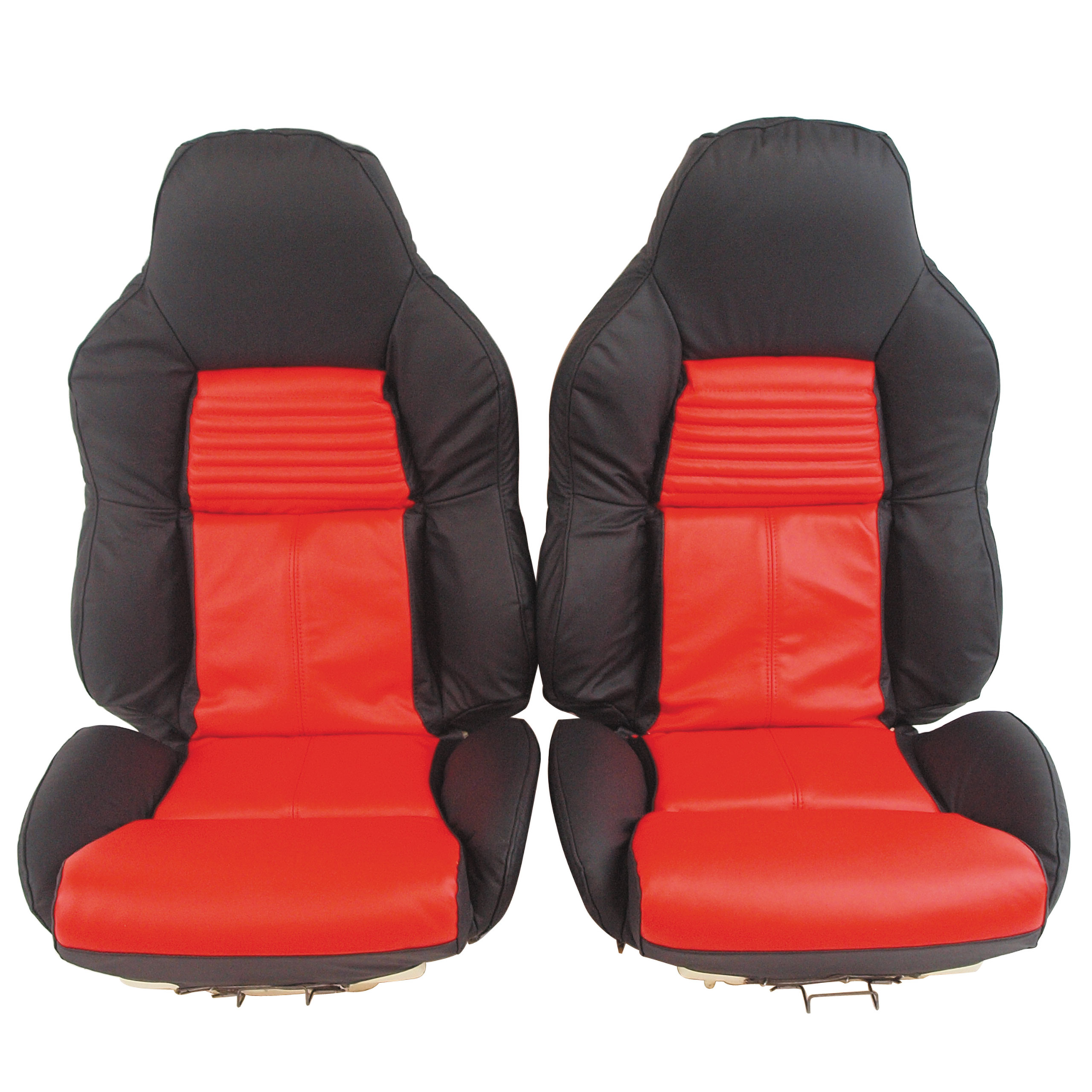 1994-1996 C4 Corvette Mounted 100% Leather Standard Seat Covers - Black /Red 2-Tone