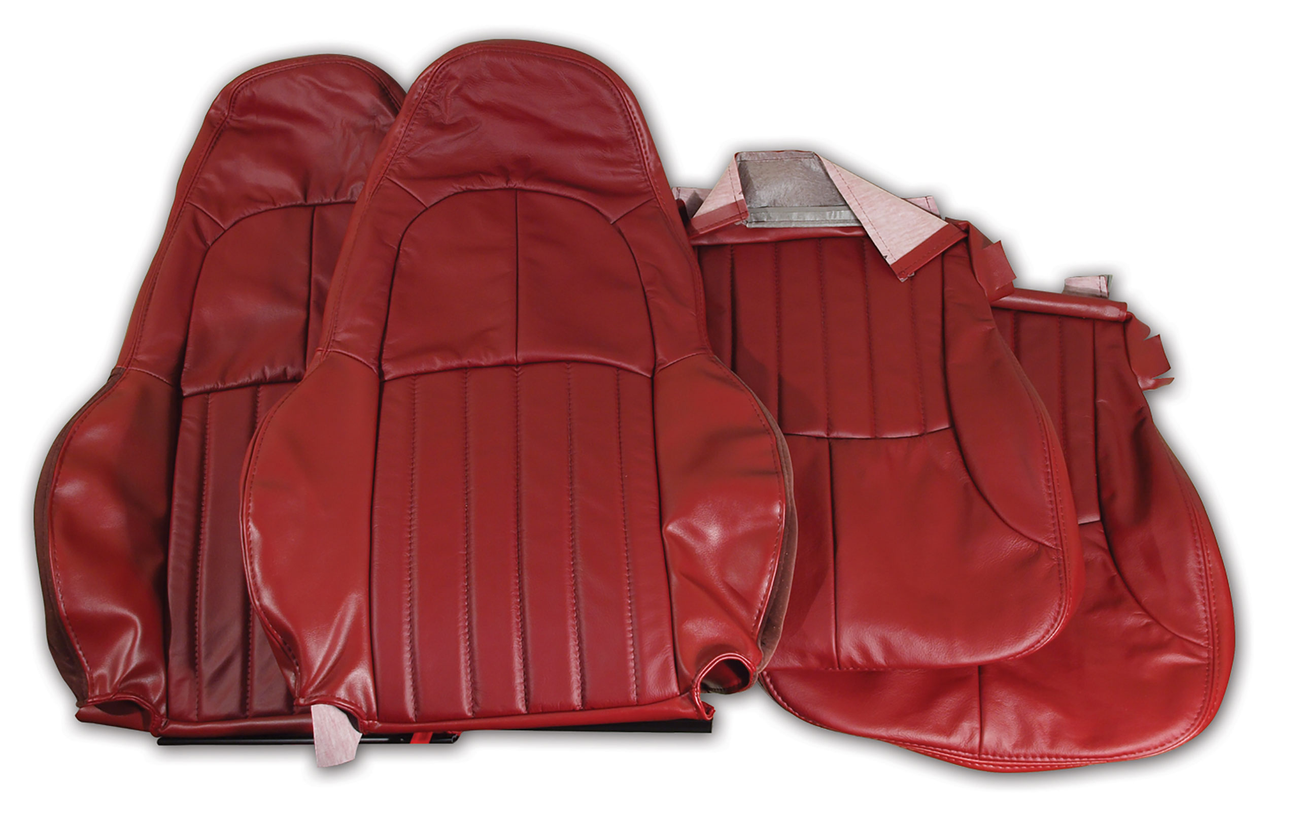 1997-1999 C5 Corvette Leather Standard Seat Covers W/Vinyl Trim - Red