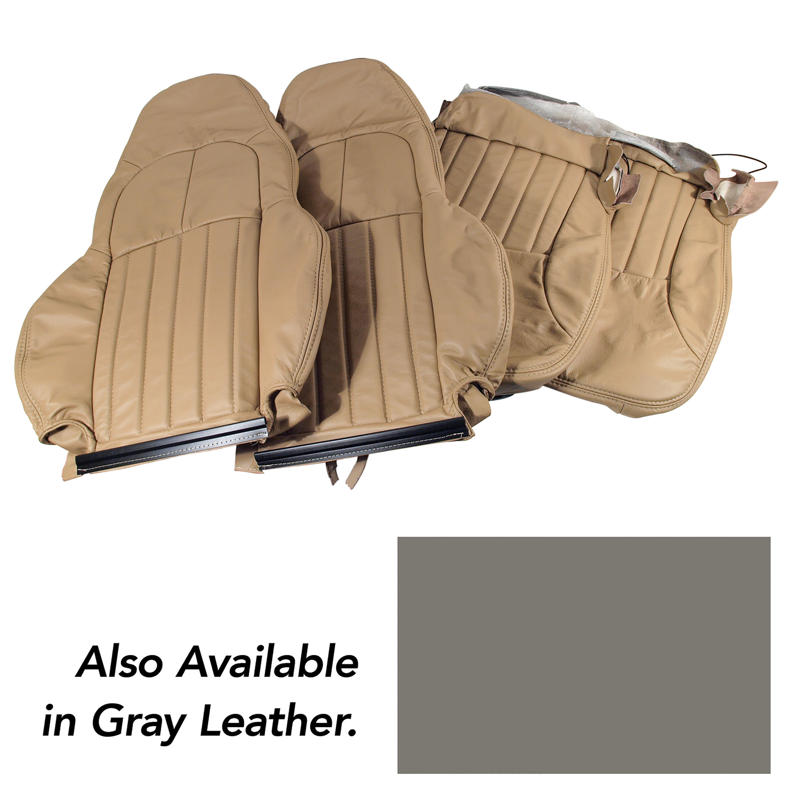 1997-2004 C5 Corvette 100% Leather Standard Seat Covers - Gray