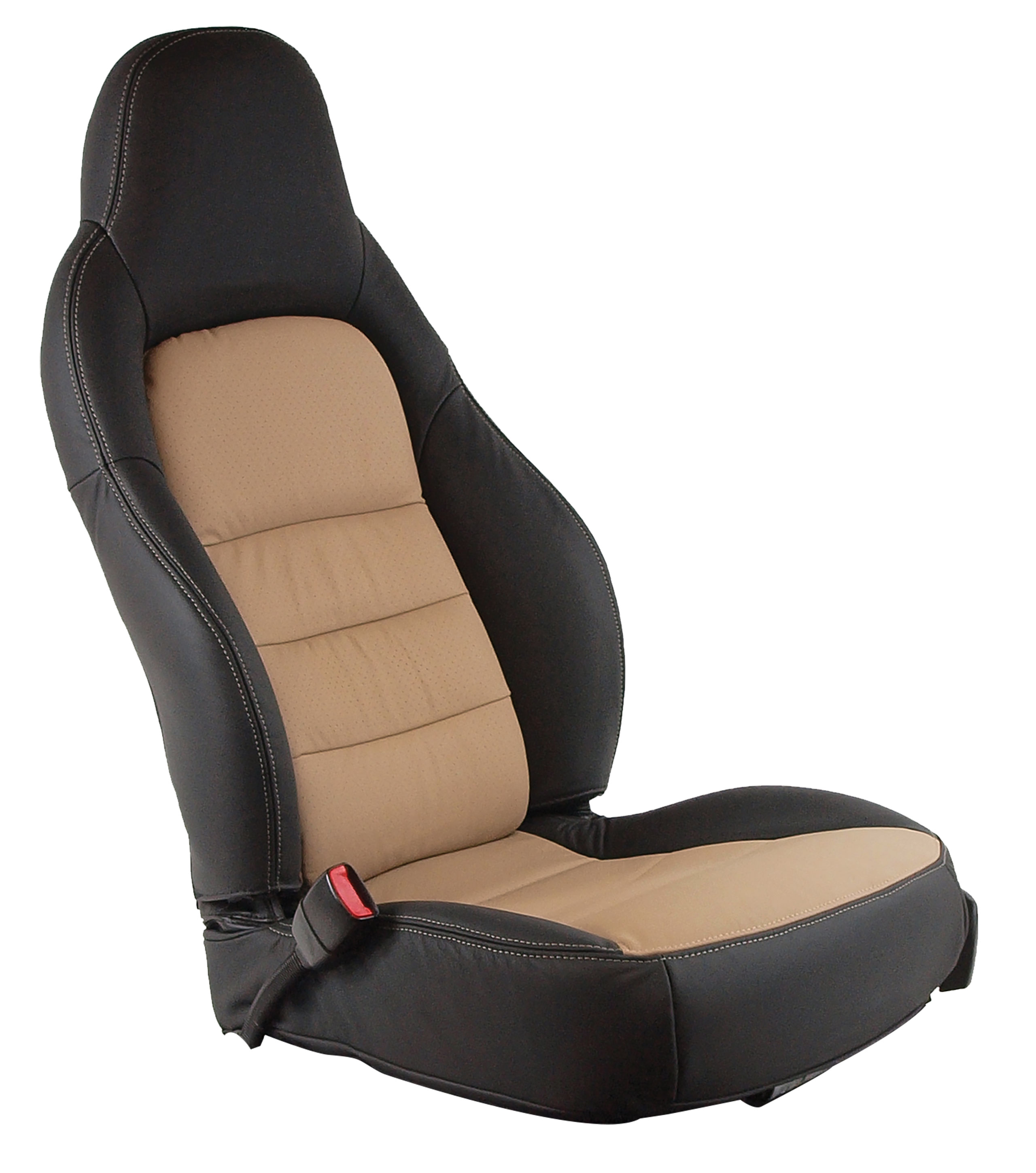 2005-2011 C6 Corvette Leather Sport Seat Covers W/Vinyl Trim - Ebony & Cashmere