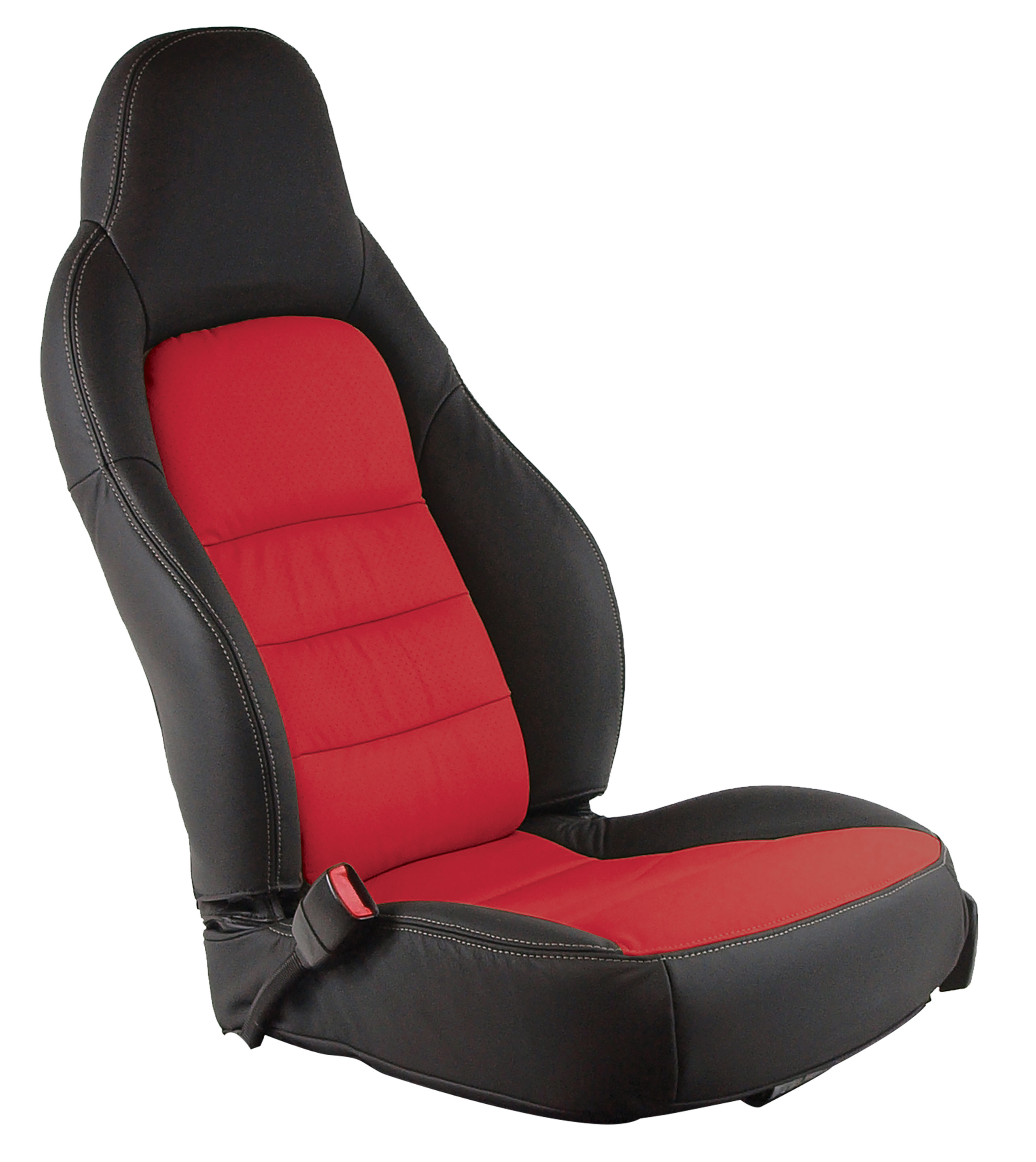 2005-2011 C6 Corvette Leather Sport Seat Covers W/Vinyl Trim - Ebony & Red