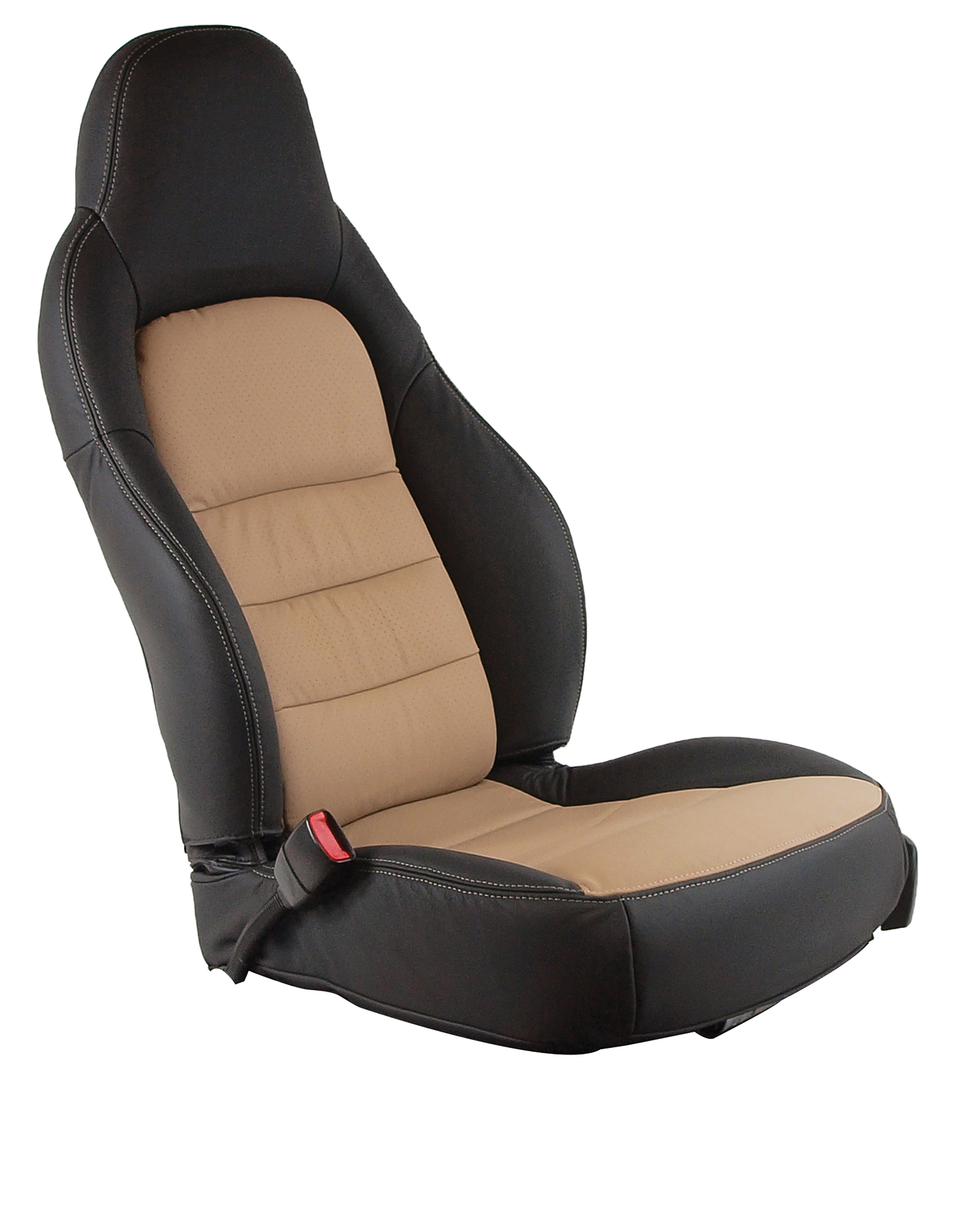 2005-2011 C6 Corvette 100% Leather Sport Seat Covers - Ebony & Cashmere