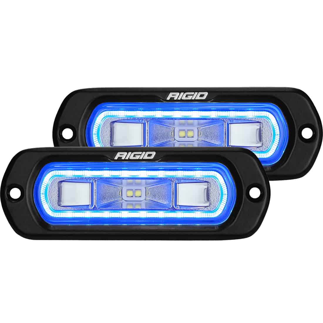 SR-L Series Off-Road Spreader Pod 3 Wire Flush Mount With Blue Halo Pair RIGID Lighting 53221