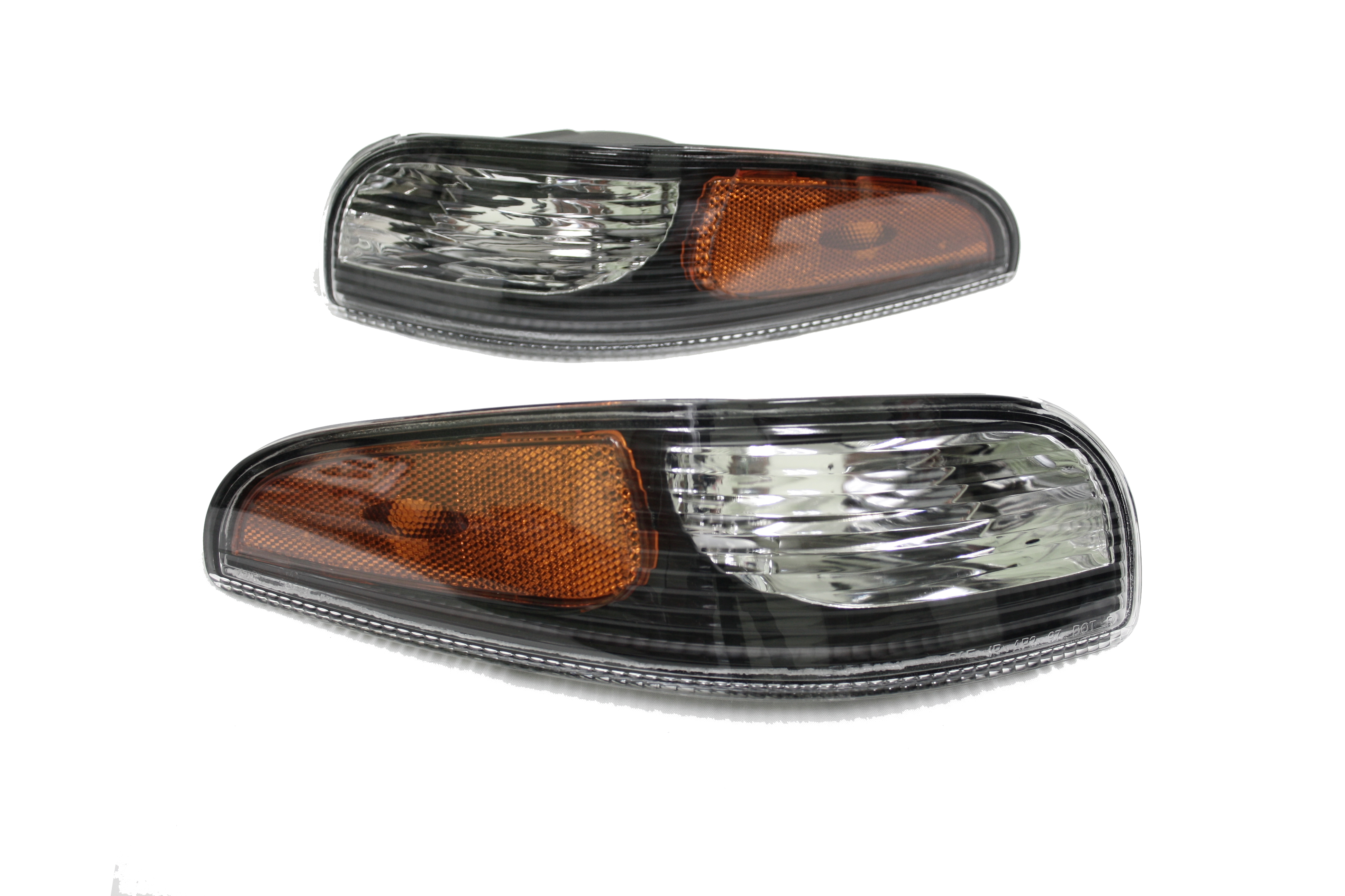 1997-2004 C5 Corvette Parking Corner Light Assemblies Clear Lens W/Amber Turn Signal In Black Housing