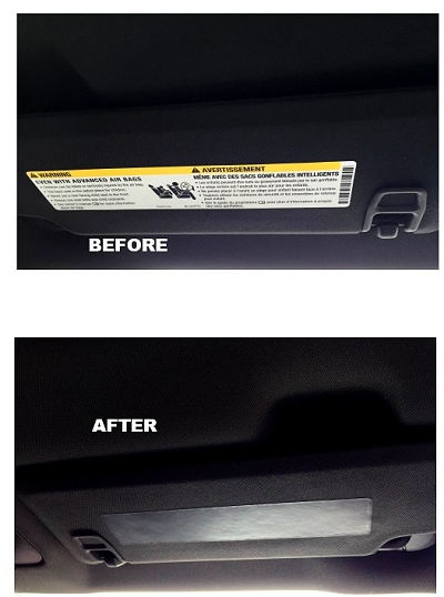 2016-2017 6th Generation Camaro Visor Warning Label Covers