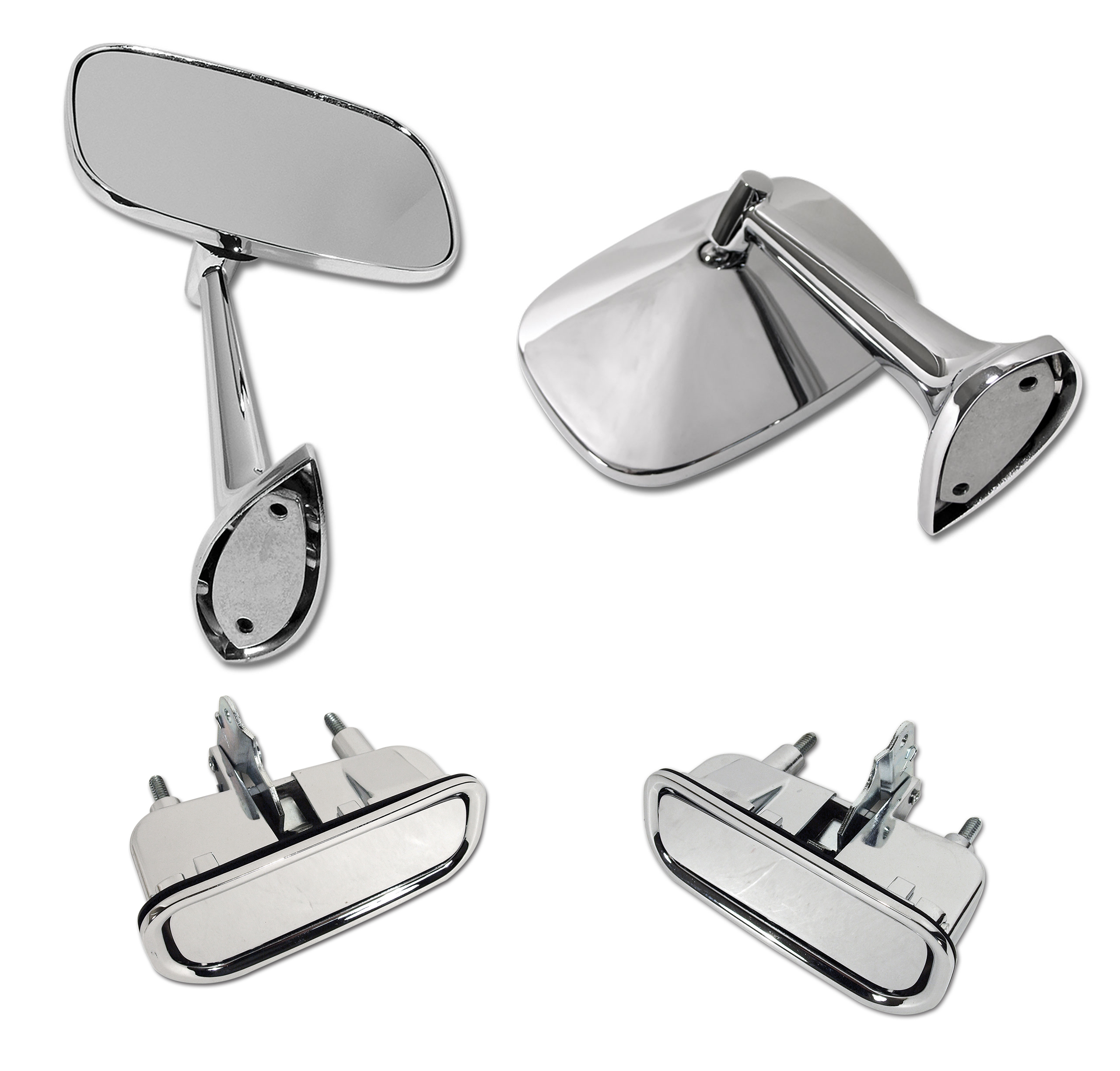 1969-1974 C3 Corvette Door Chrome Kit - Mirrors and Door Handles W/Gaskets