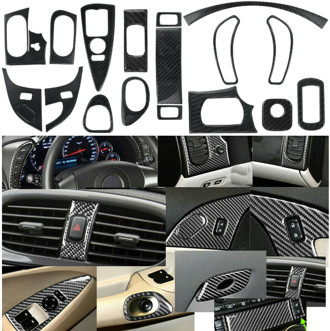 2005-2007 C6 Corvette C6 Corvette 2005-2007 Carbon Fiber Interior Trim Cover Set - 17 Piece Set