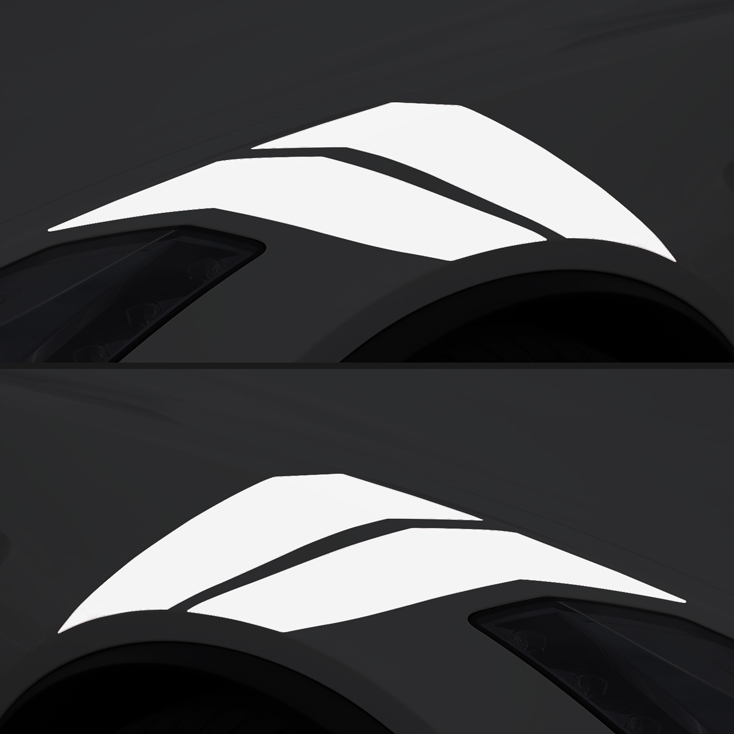 2014-2019 C7 Corvette Grand Sport Style Fender Accent Stripes - Gloss White - Left & Right Side