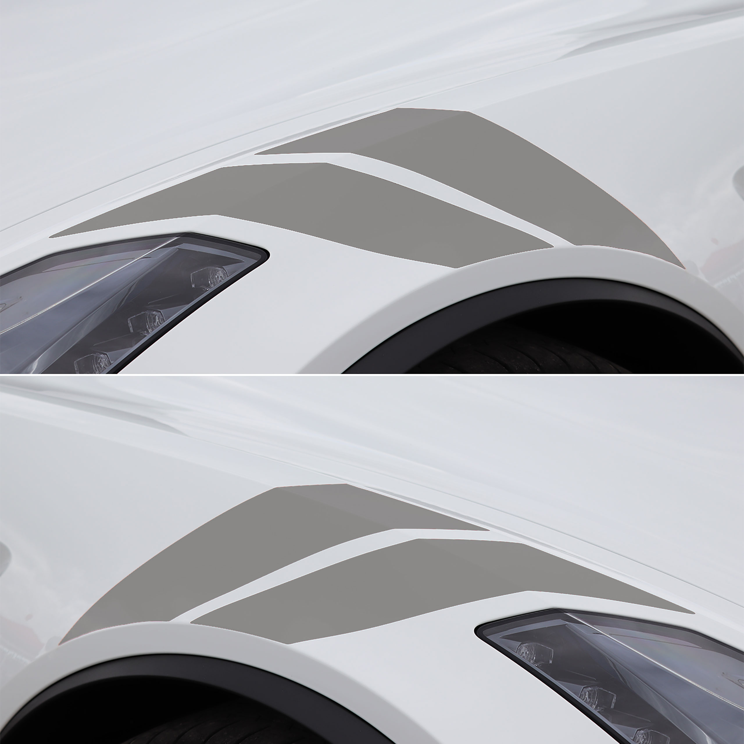 2014-2019 C7 Corvette Grand Sport Style Fender Accent Stripes - Gloss Silver - Left & Right Side