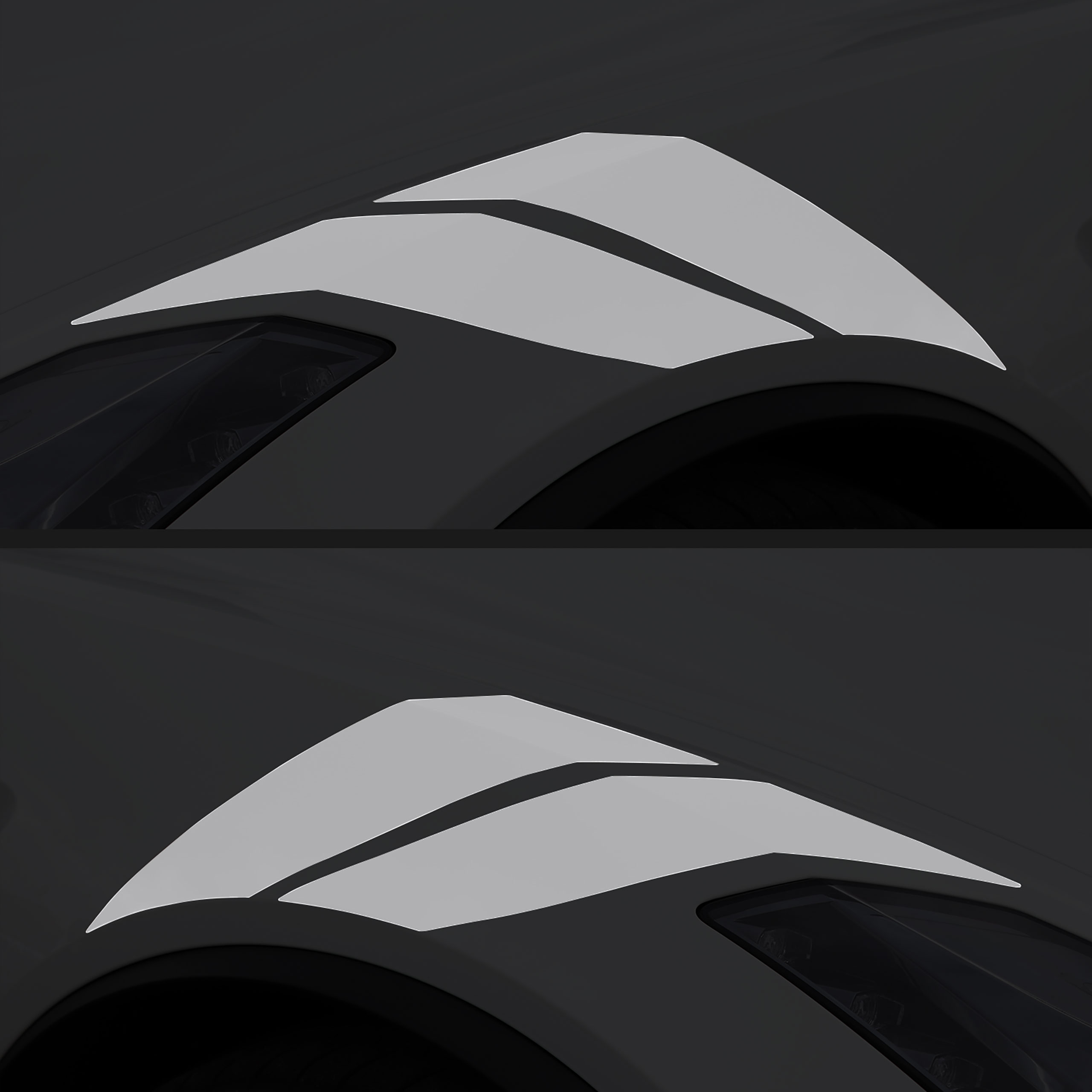 2014-2019 C7 Corvette Grand Sport Style Fender Accent Stripes - Gloss Gray - Left & Right Side