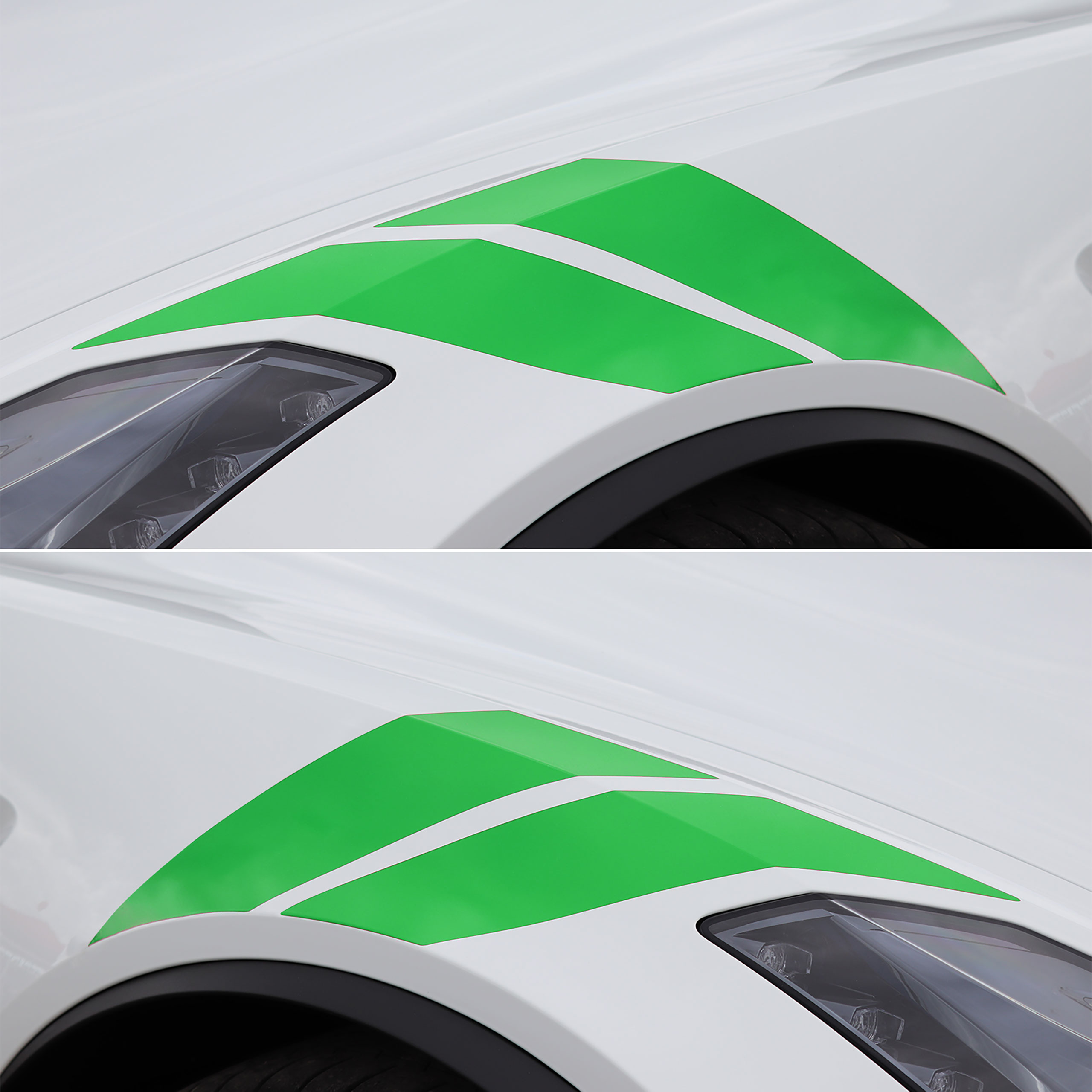 2014-2019 C7 Corvette Grand Sport Style Fender Accent Stripes - Gloss Lime Green - Left & Right Side