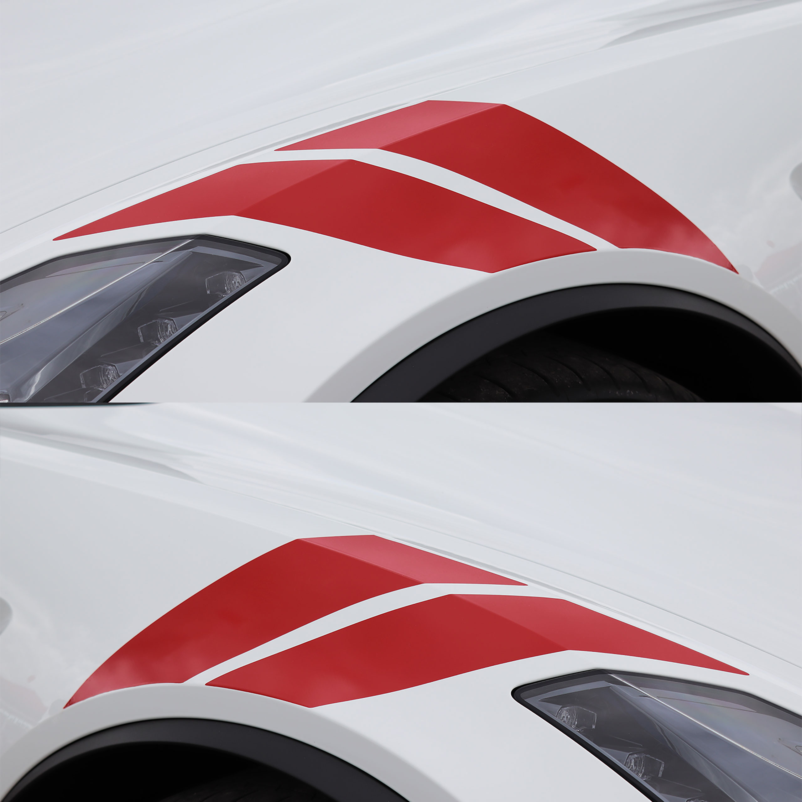 2014-2019 C7 Corvette Grand Sport Style Fender Accent Stripes - Matte Red - Left & Right Side