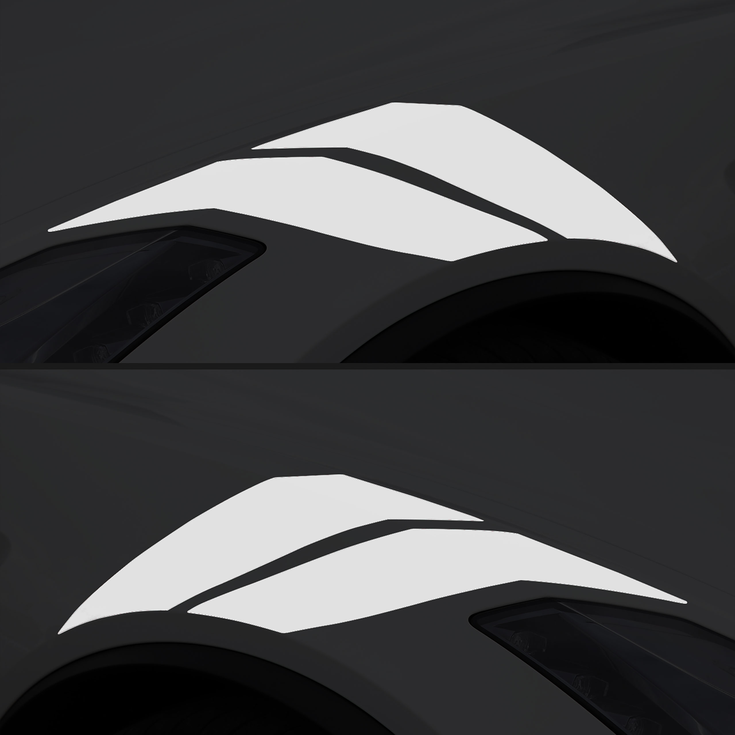 2014-2019 C7 Corvette Grand Sport Style Fender Accent Stripes - Matte White - Left & Right Side