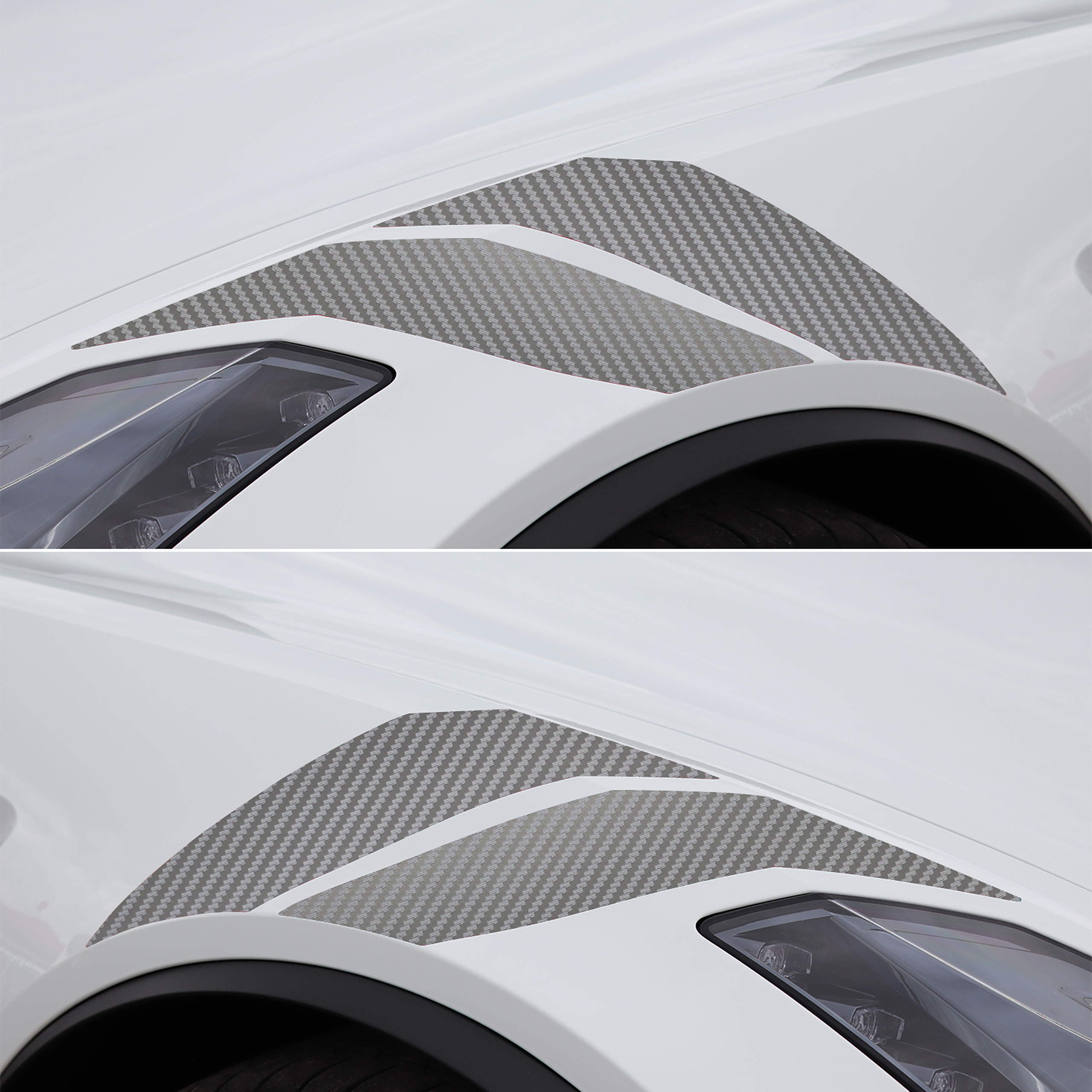 2014-2019 C7 Corvette GS Style Fender Accent Stripes - Slver Carbon Fiber Textured - Left & Right Side