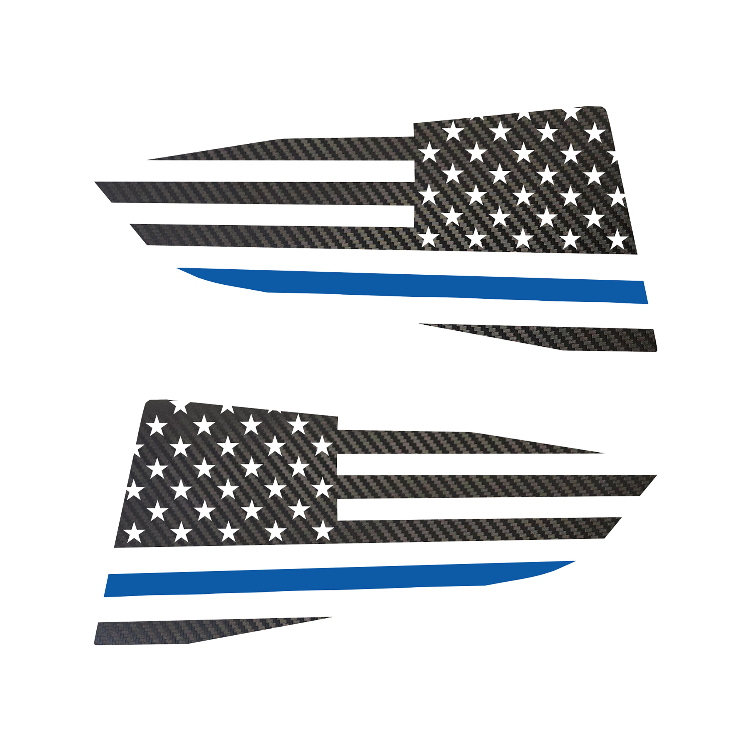2014-2019 C7 Corvette Quarter Window Flag Decal - Blk Carbon Fiber Texturd - Std USA Flag W/Blu Stripe