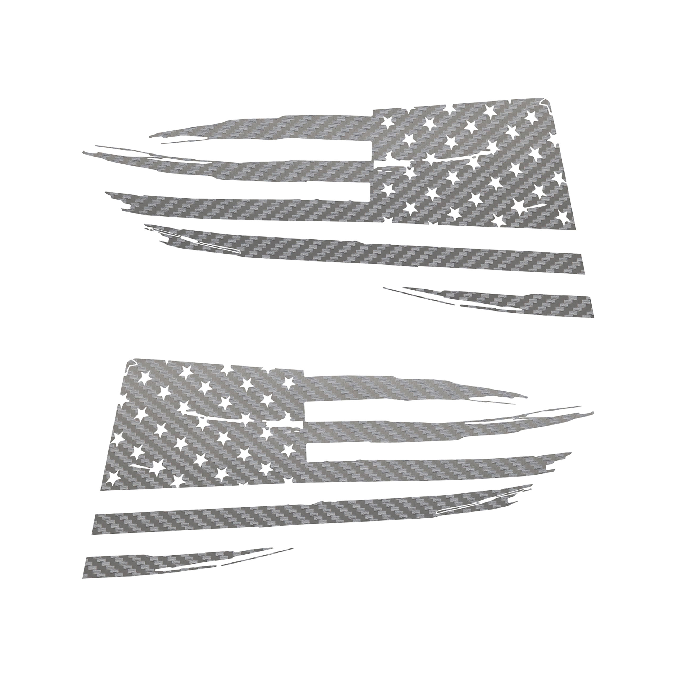 2014-2019 C7 Corvette Quarter Window Flag Decal - Silver Carbon Fiber Textured - Distressed USA Flag