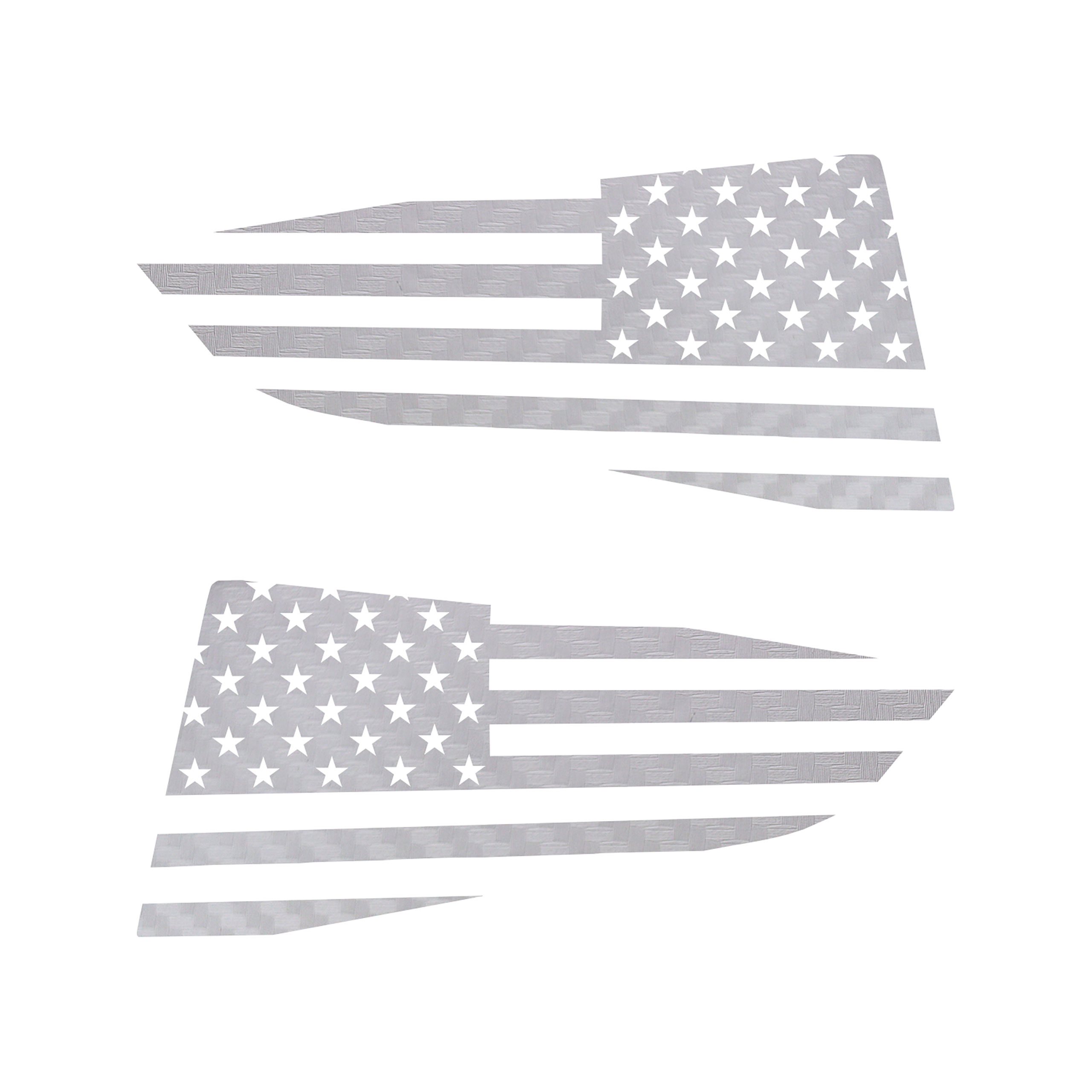 2014-2019 C7 Corvette Quarter Window Flag Decal - Wht Carbon Fiber Texturd - Std USA Flag W/Grn Stripe