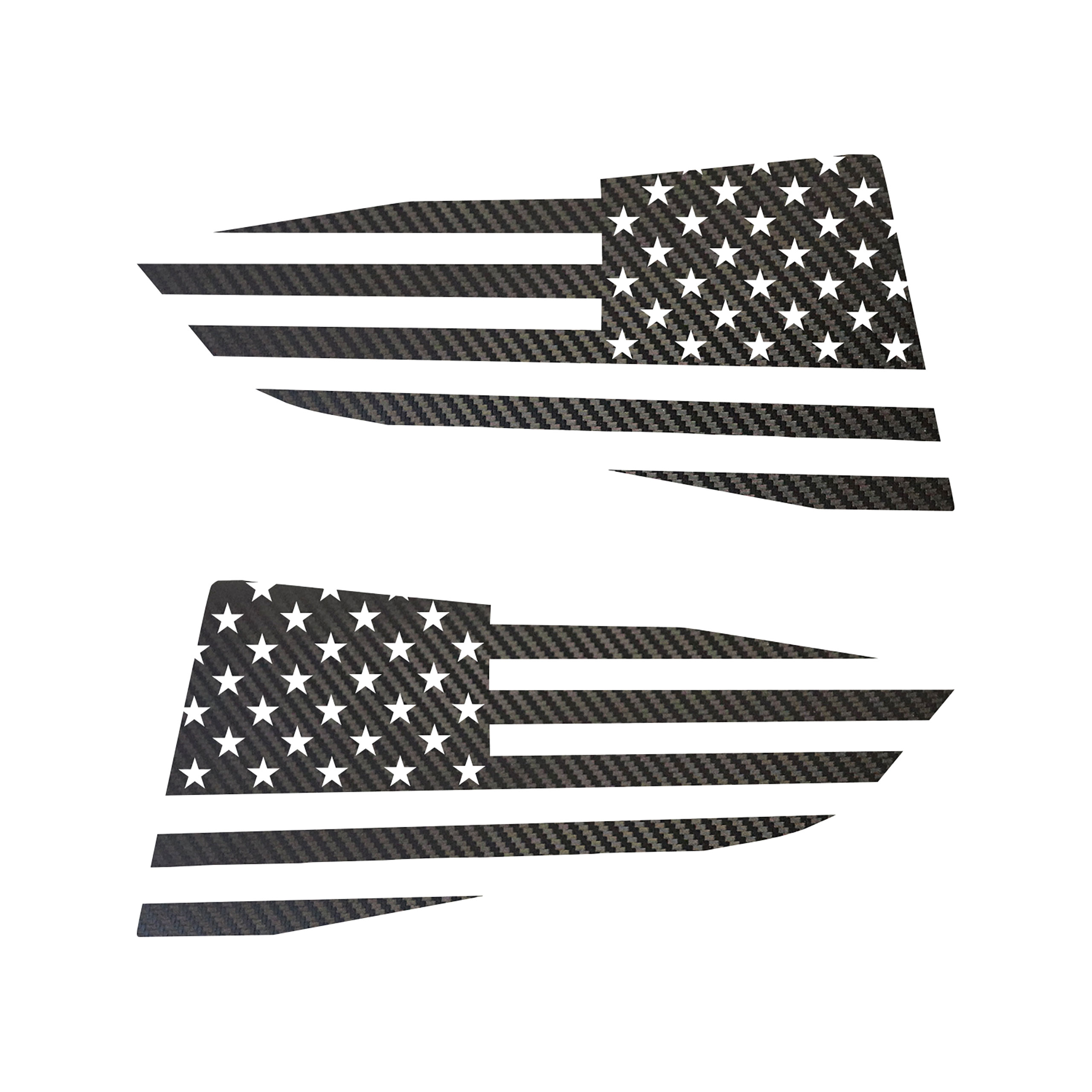 2014-2019 C7 Corvette Quarter Window Flag Decal - Black Gloss Carbon Fiber - Standard USA Flag