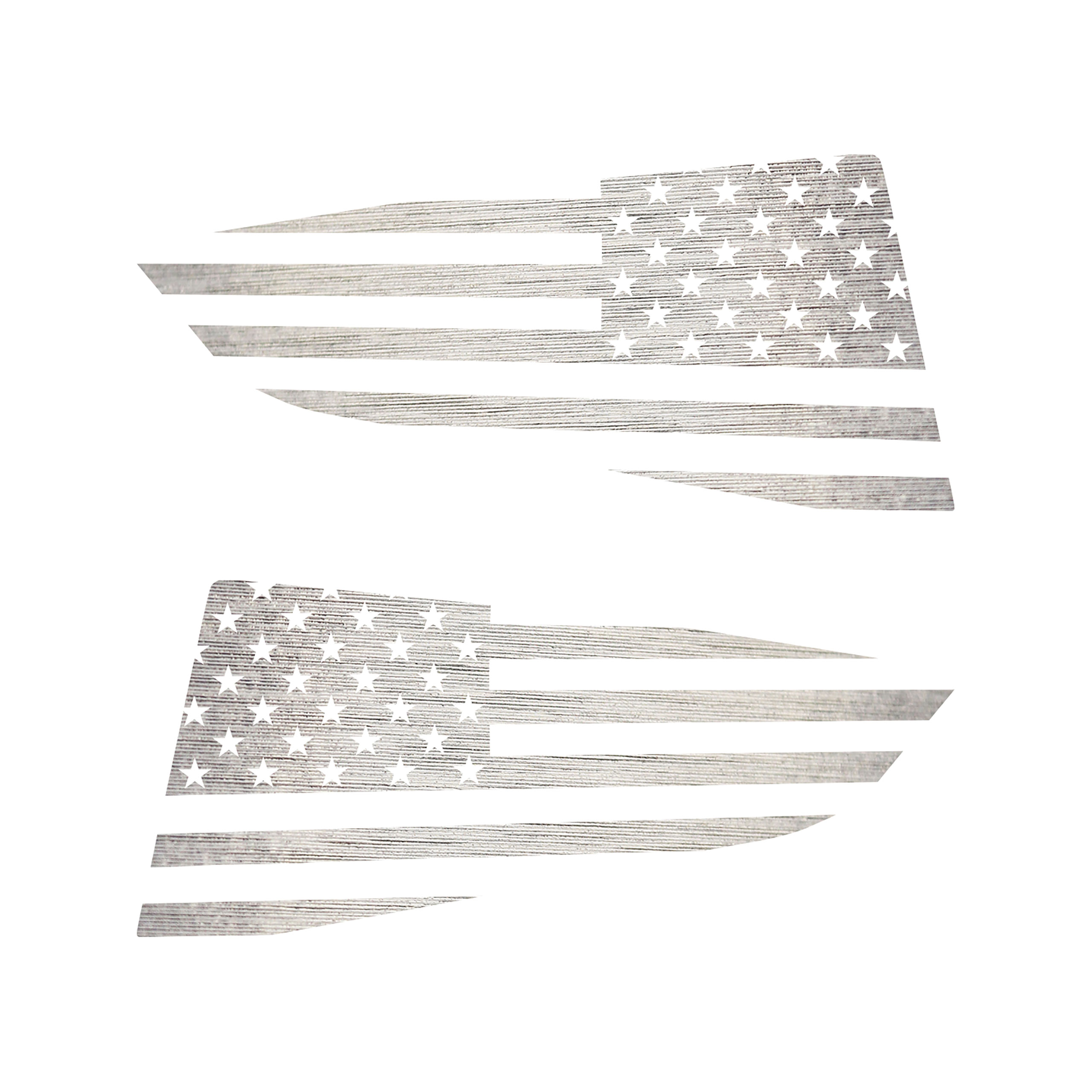 2014-2019 C7 Corvette Quarter Window Flag Decal - Chrome Brushed Steel - Standard USA Flag