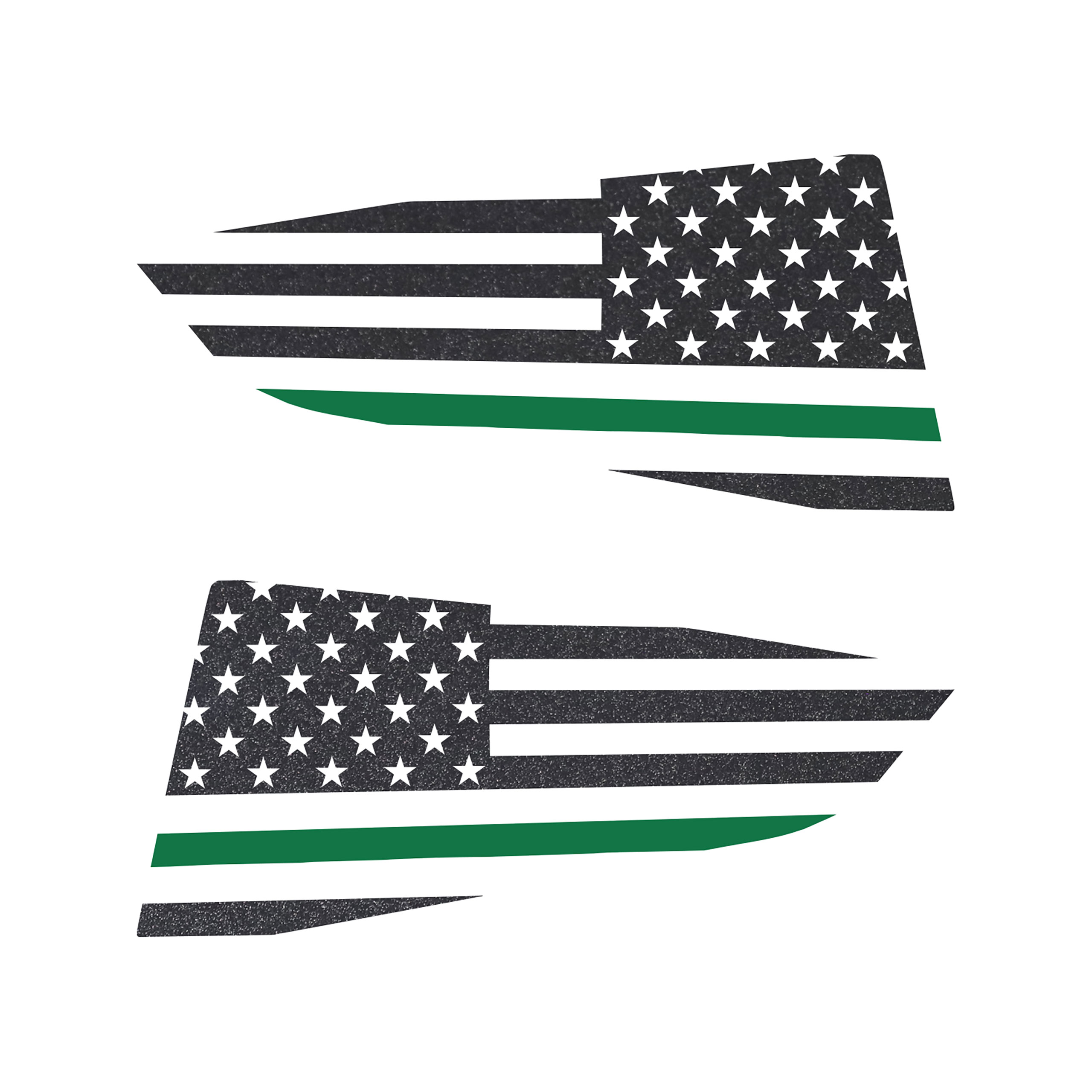 2014-2019 C7 Corvette Quarter Window Flag Decal - Gloss Carbon Flash Met - Std USA Flag W/Green Stripe
