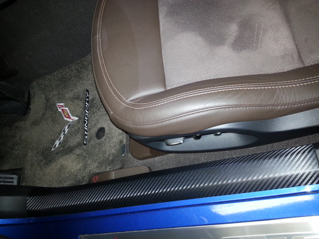 2014-2019 C7 Corvette Vinyl Door Sill Protection - Accent Overlay Red Gloss Carbon Fiber